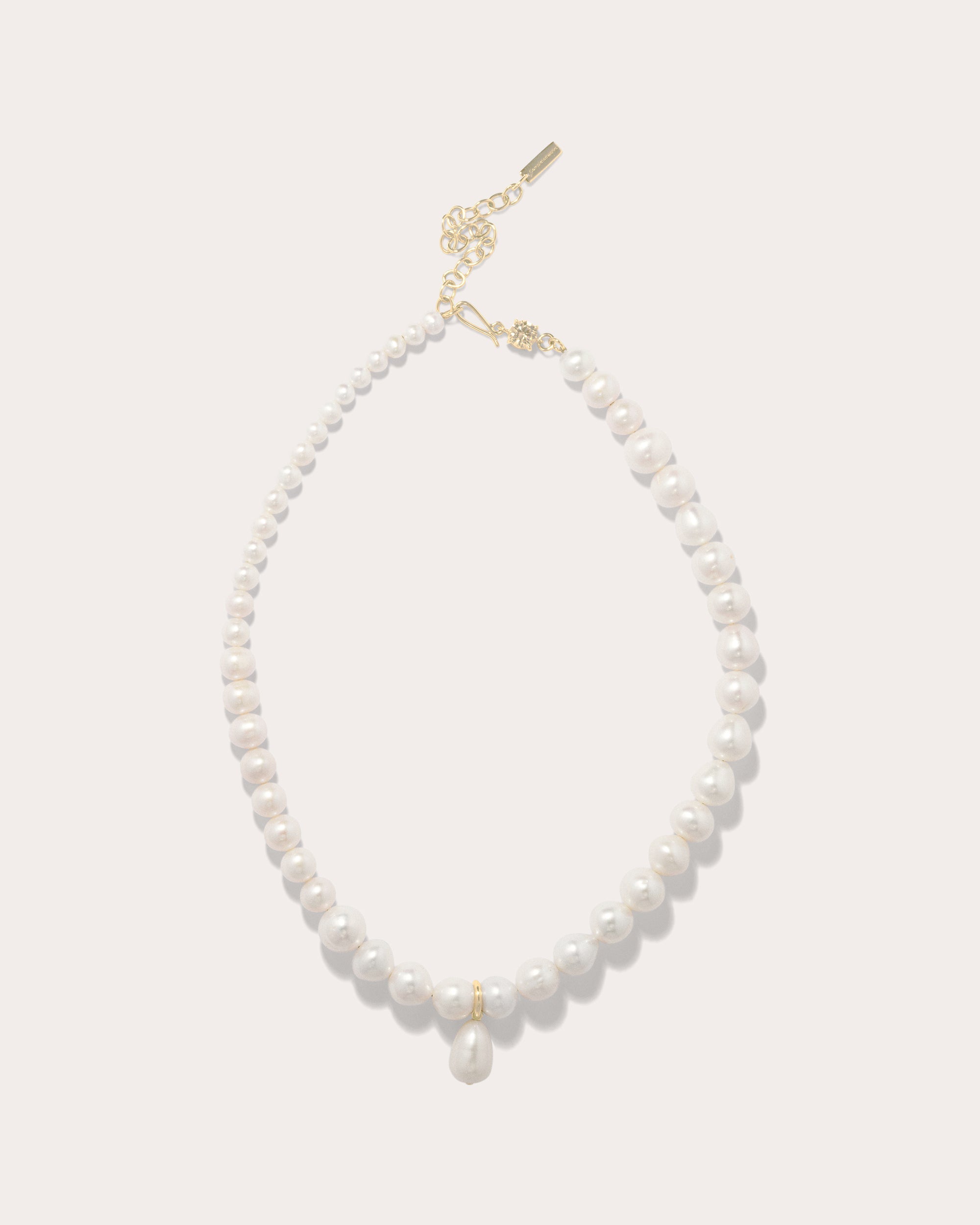 18K Gold-Plated Sterling Silver Freshwater Pearl and Cubic Zirconia Necklace
