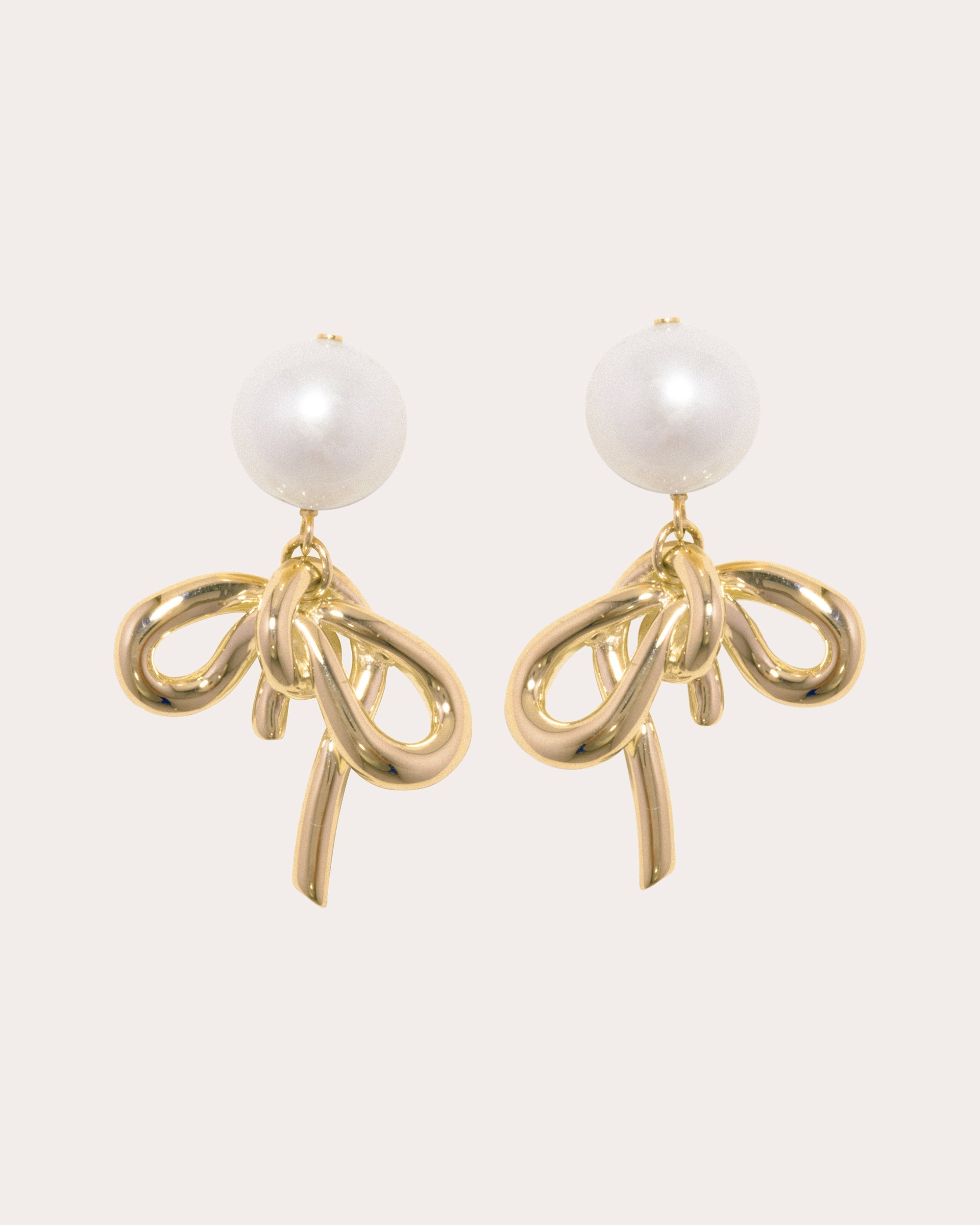 Twisted Bow 18K Gold-Plated Freshwater Pearl Earrings