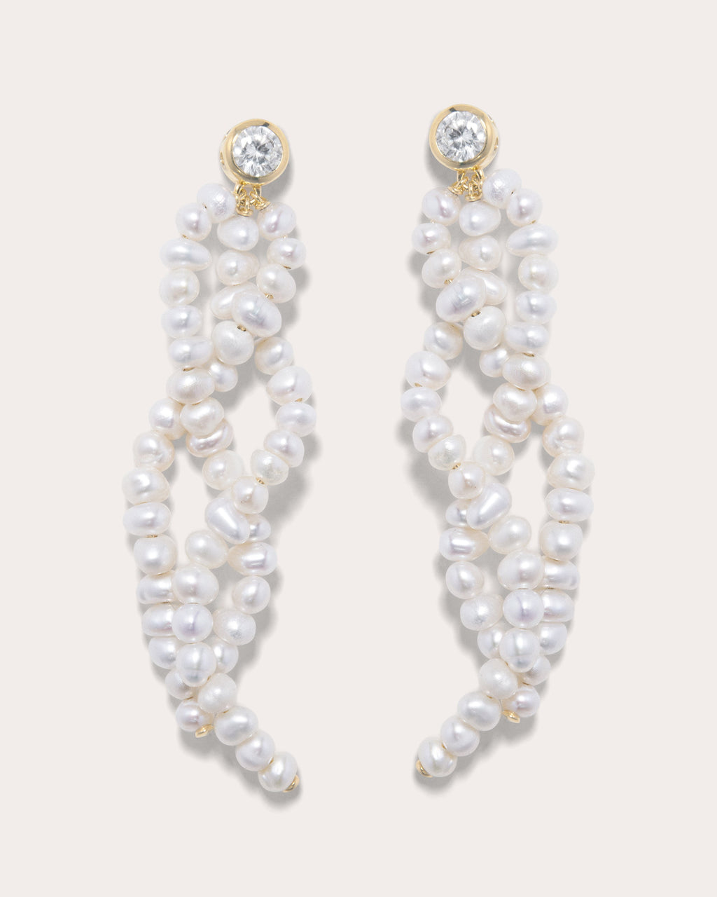 18K Gold-Plated Sterling Silver Freshwater Pearl and Cubic Zirconia Earrings