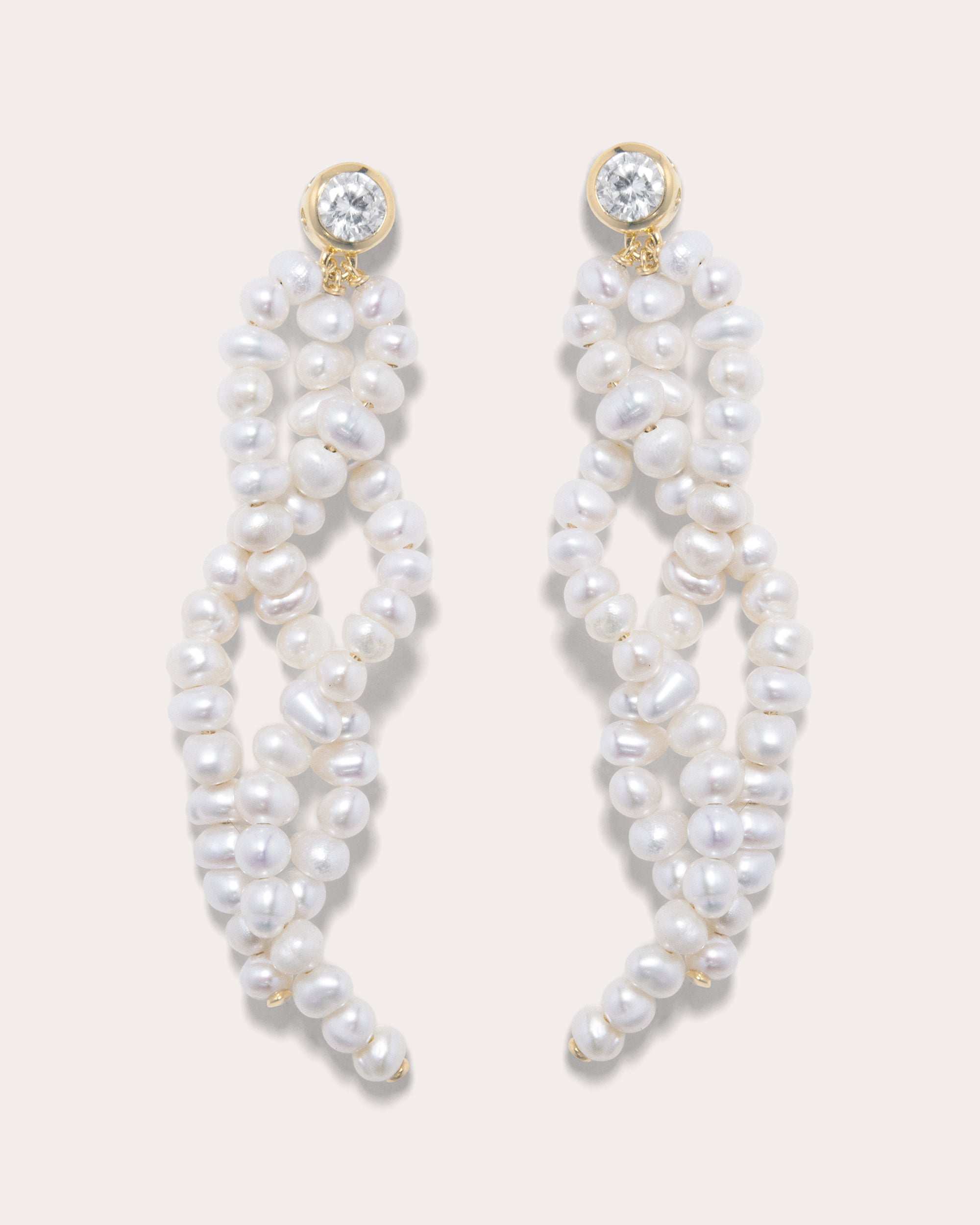 18K Gold-Plated Sterling Silver Freshwater Pearl and Cubic Zirconia Earrings