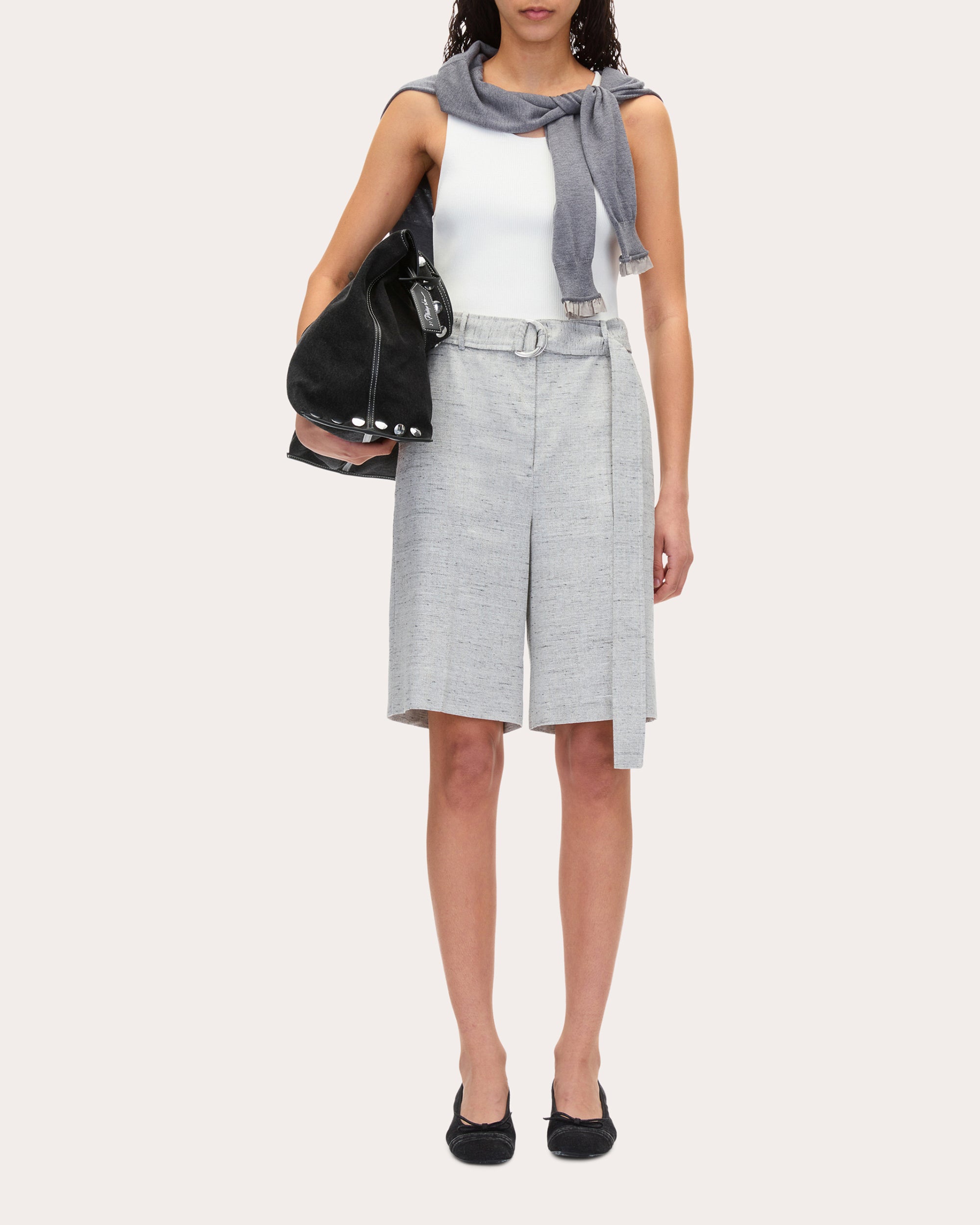 Linen-Blend Melange Shorts