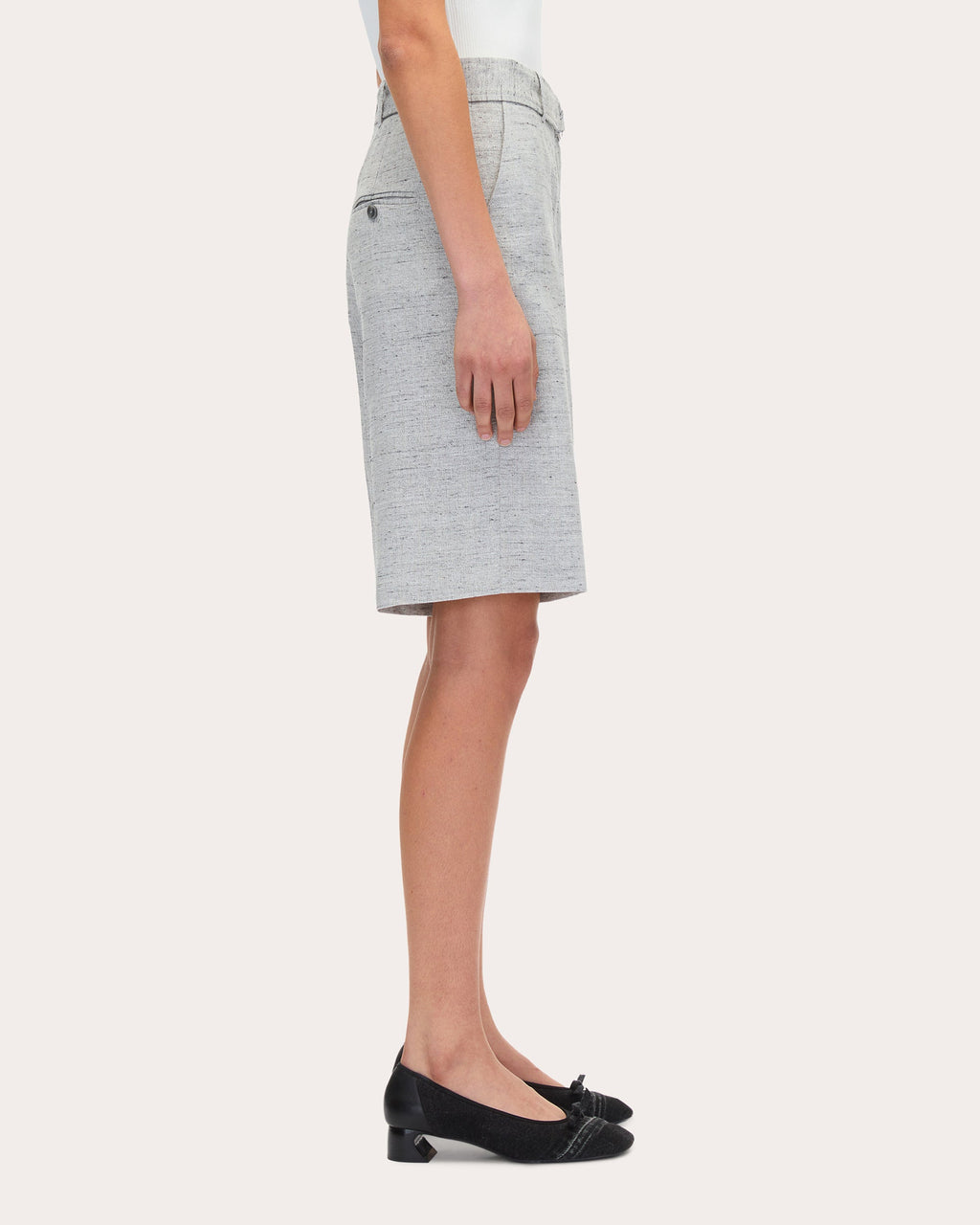 Linen-Blend Melange Shorts