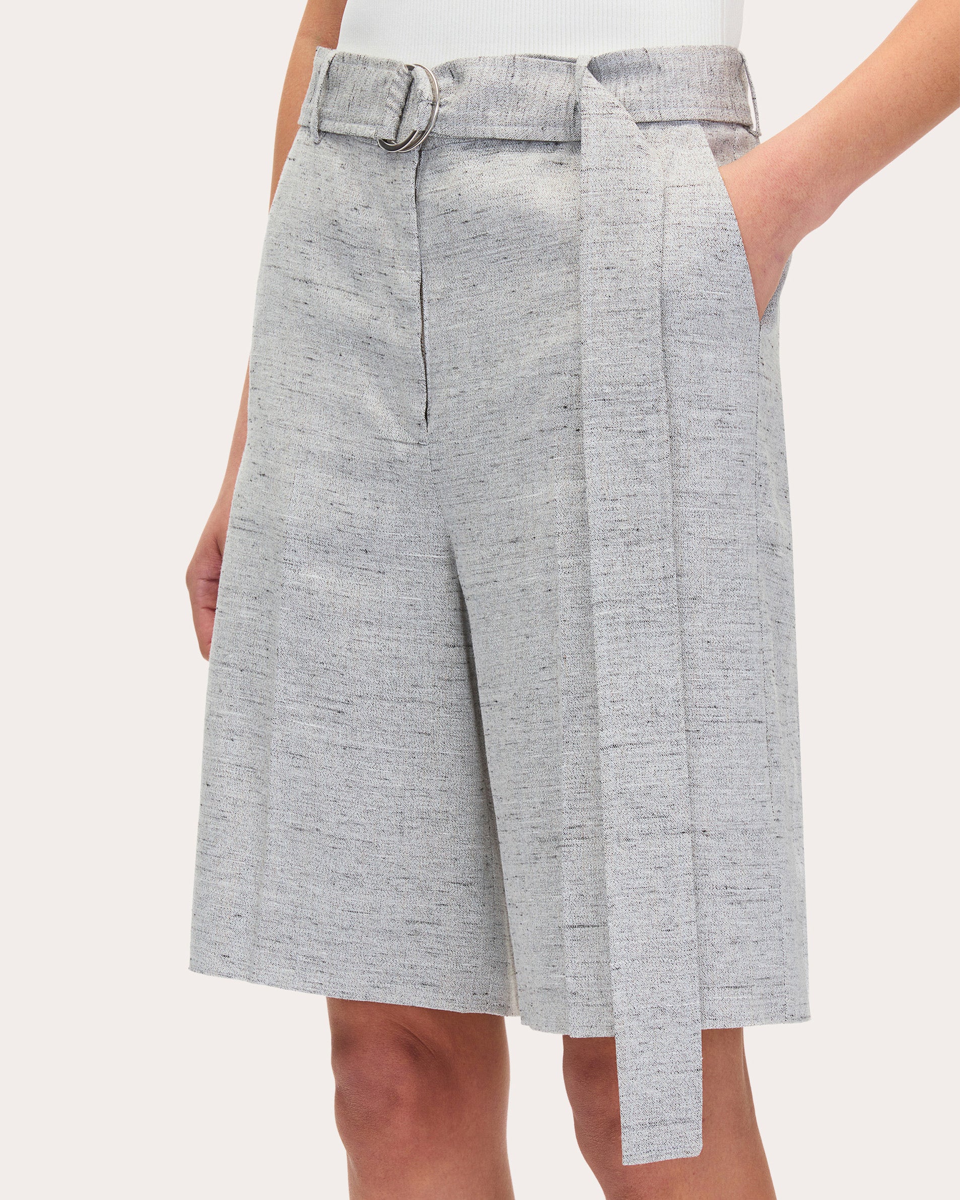 Linen-Blend Melange Shorts
