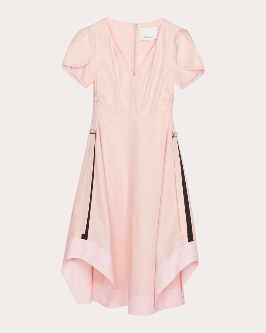 Techno Poplin V-Neck Midi Dress