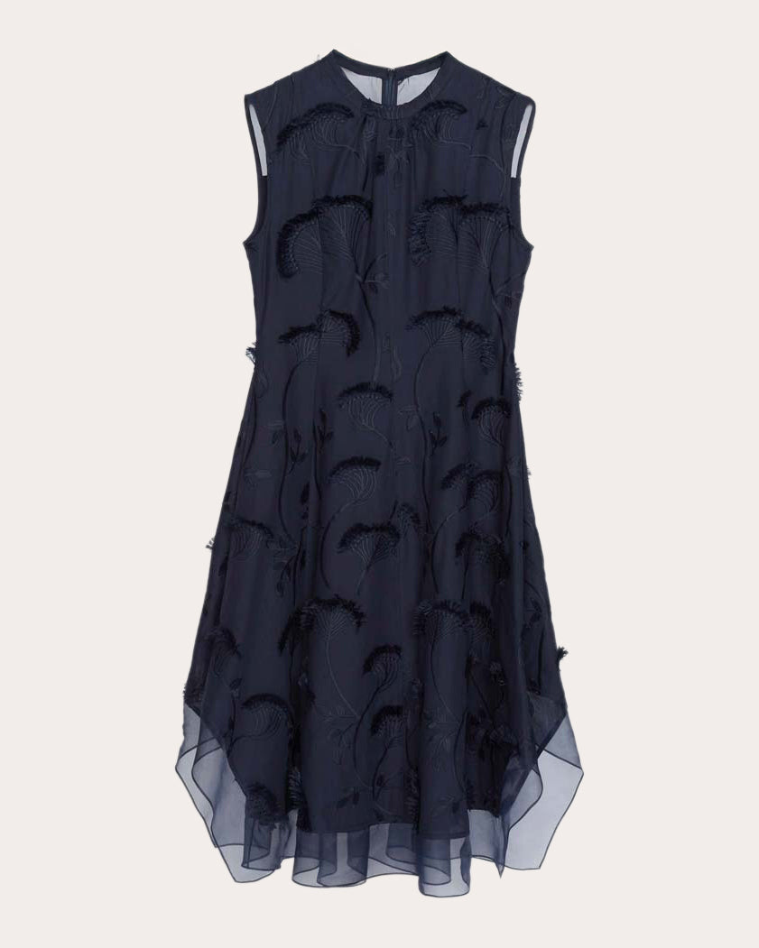Floral Fil-Coupé Cotton Organza Midi Dress