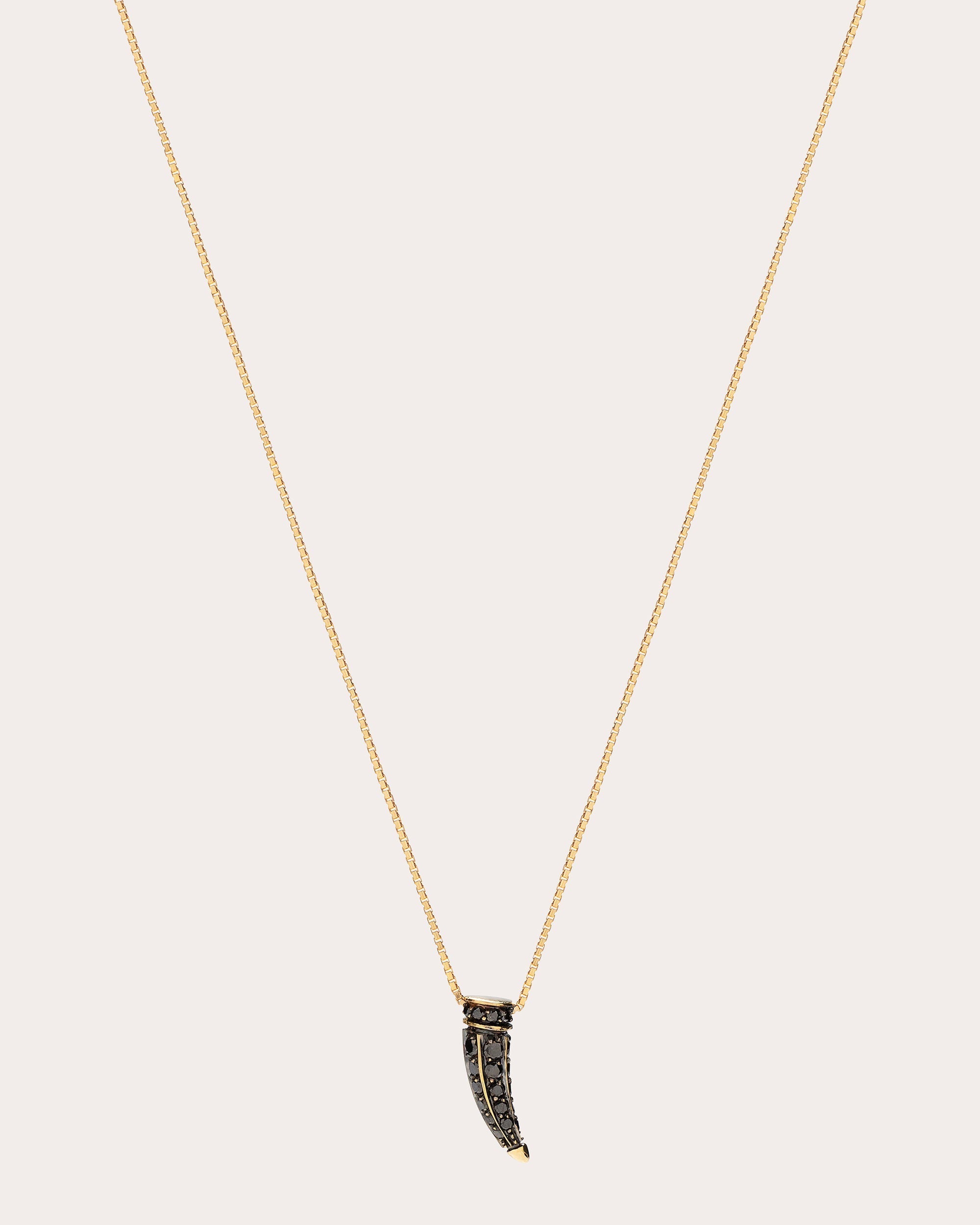 Horn 18K Gold and Black Diamond Pendant