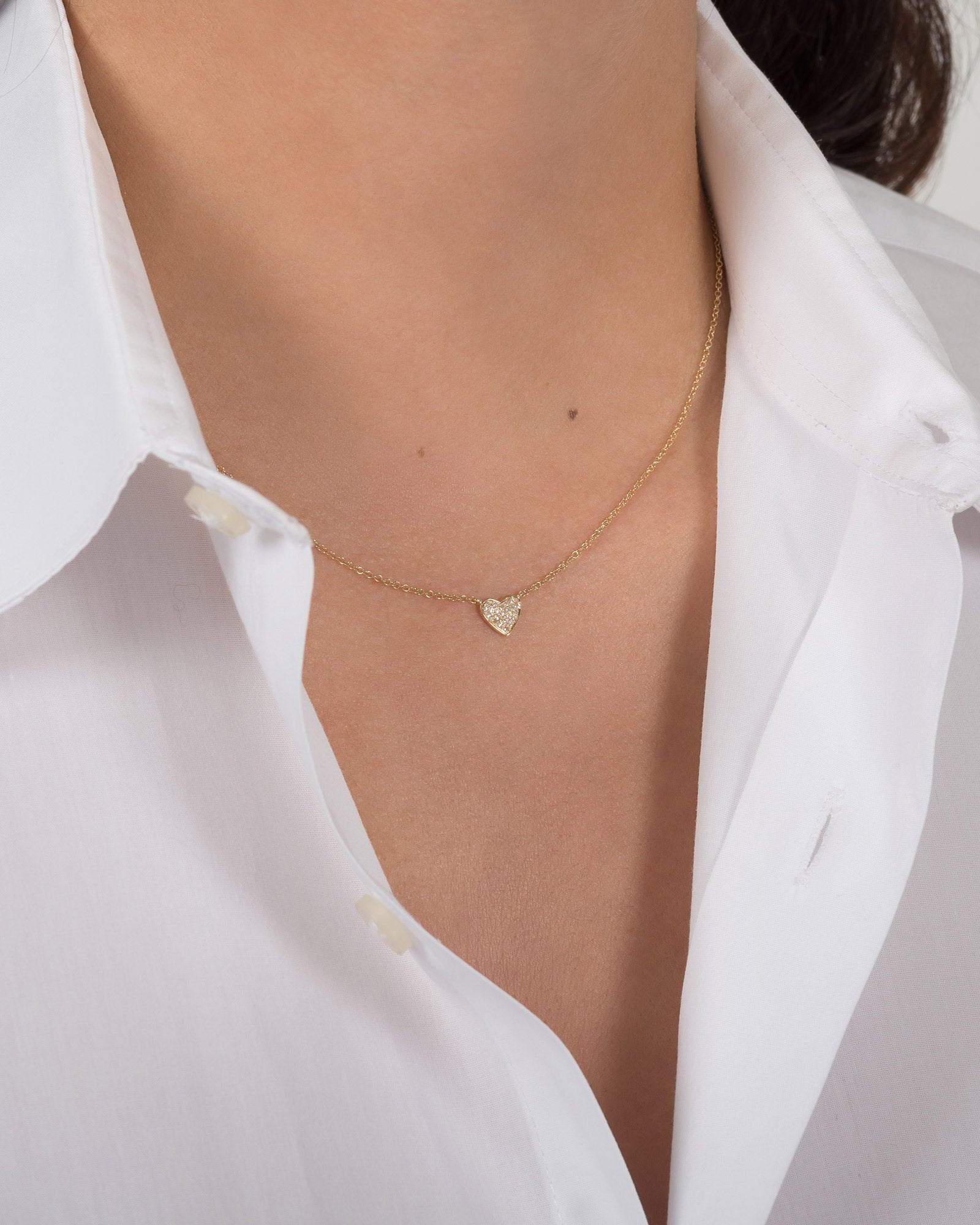 14K Gold Diamond Heart Pendant Necklace