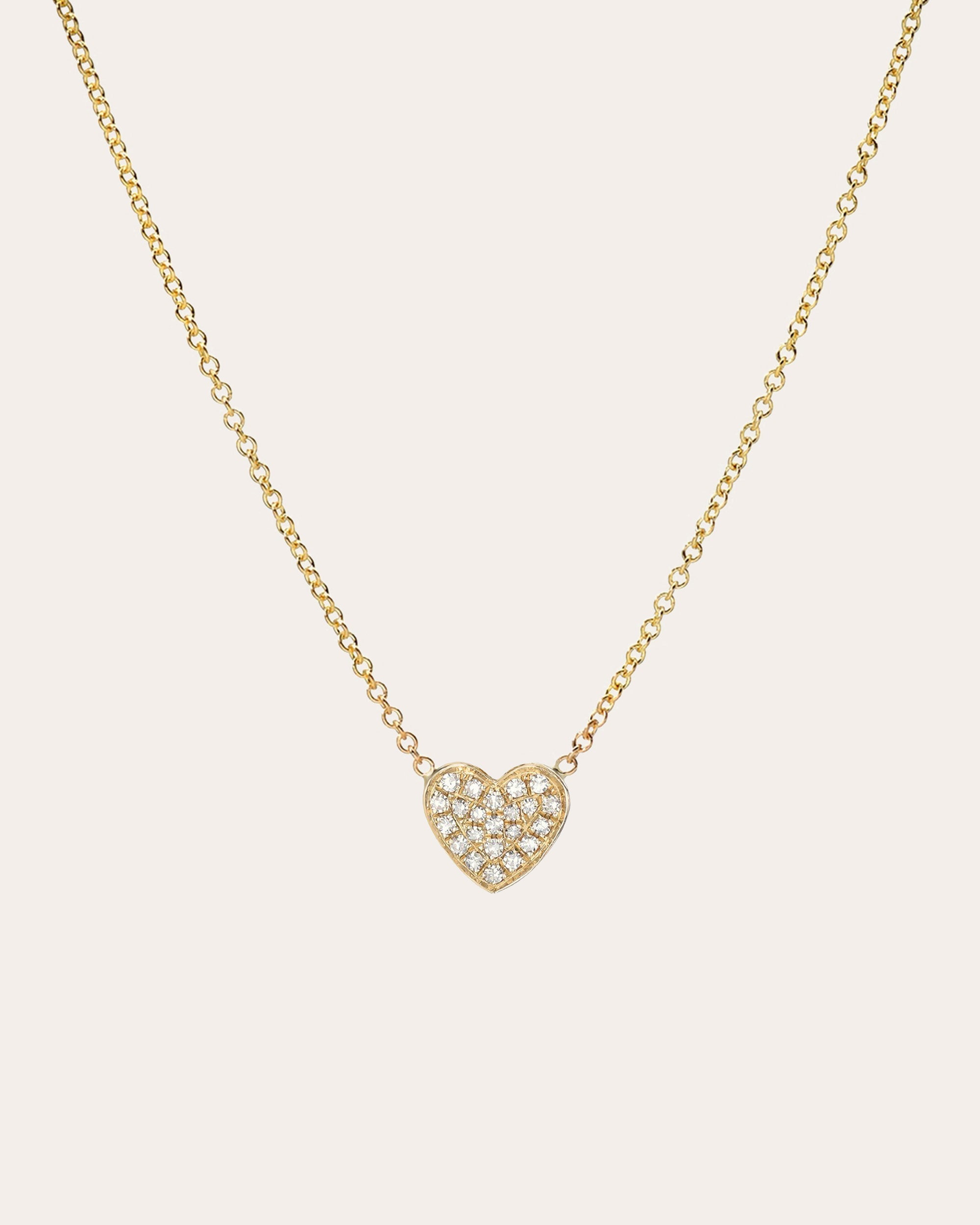 14K Gold Diamond Heart Pendant Necklace