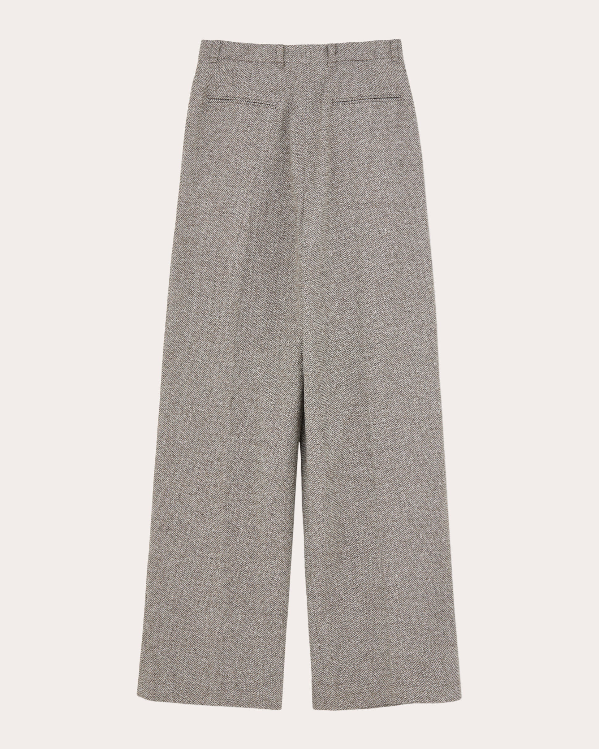 Pemma Pleated Herringbone Wool-Blend Pants