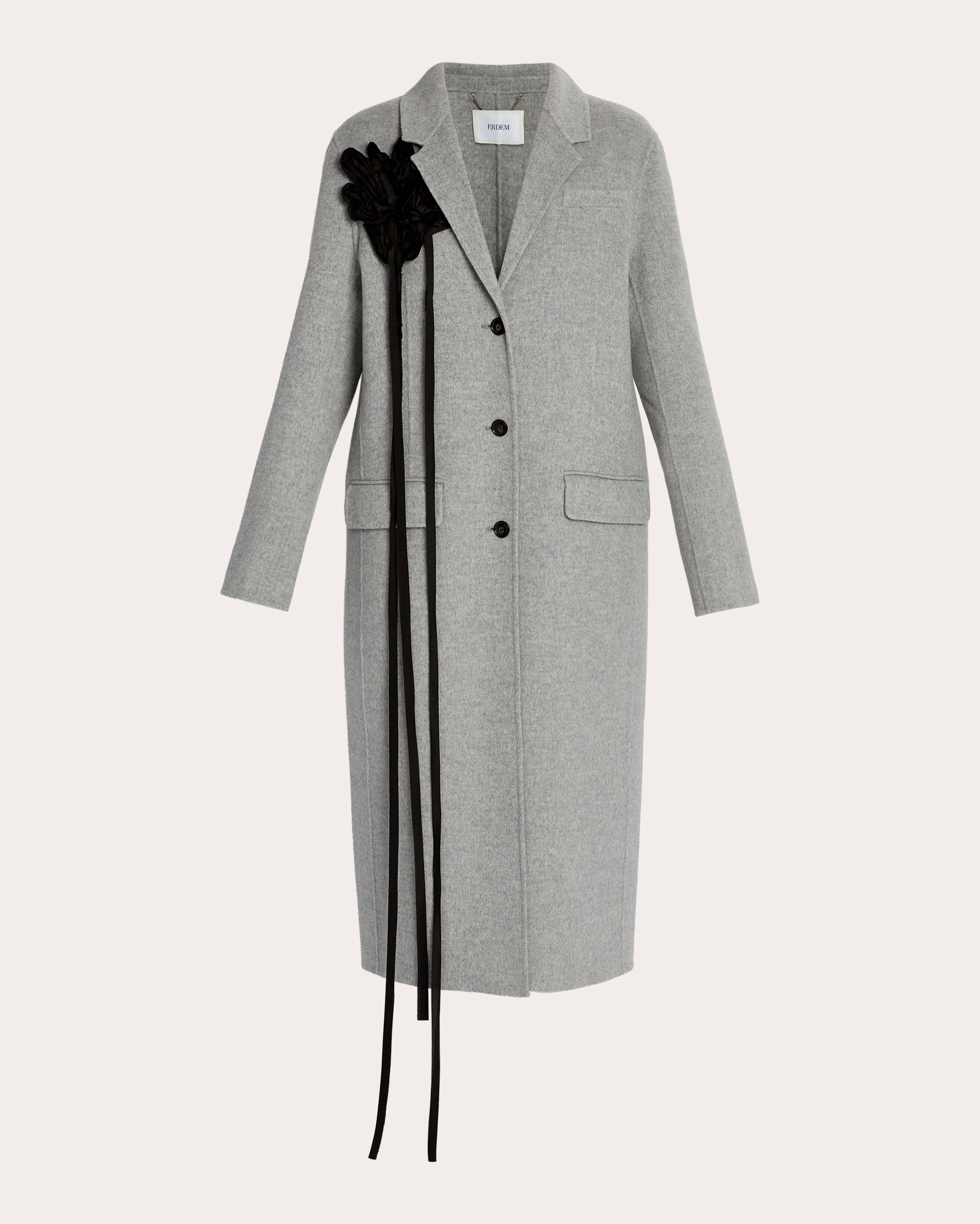 Floral-Appliquéd Double-Faced Wool Coat