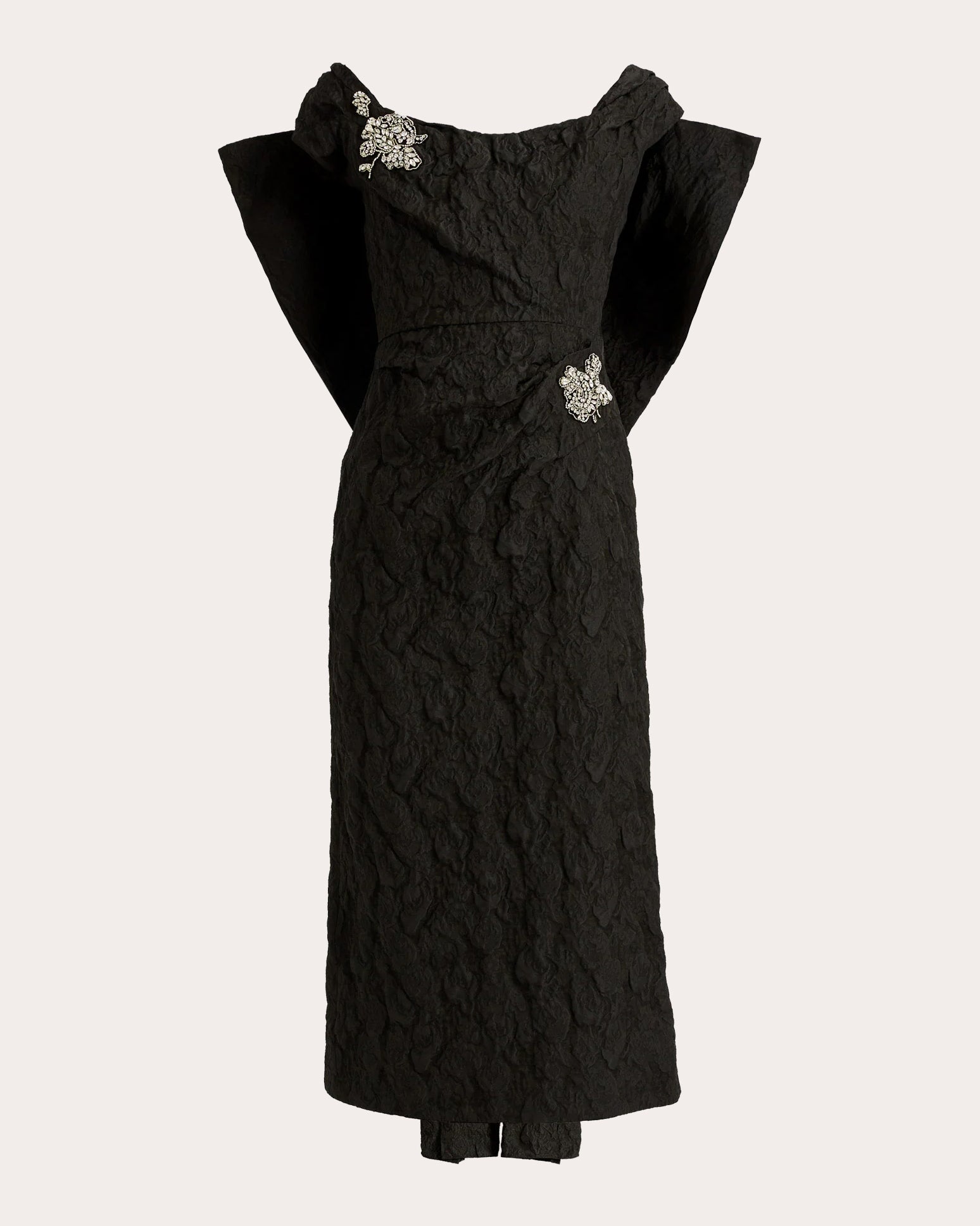 Crystal-Embellished Cloqué Jacquard Midi Dress