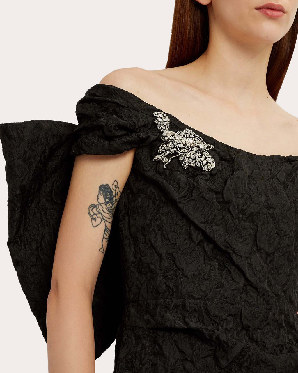 Crystal-Embellished Cloqué Jacquard Midi Dress