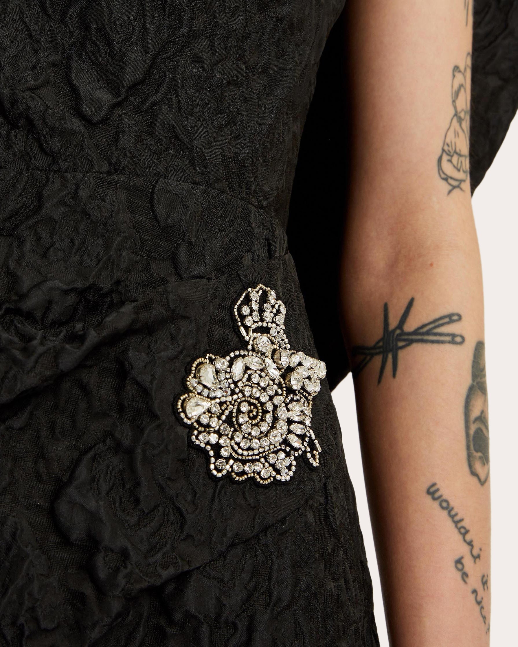 Crystal-Embellished Cloqué Jacquard Midi Dress
