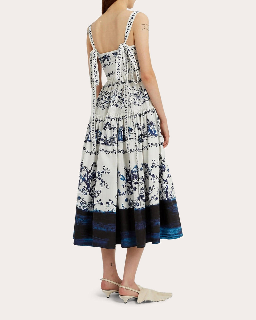 Tiered Floral-Print Cotton-Poplin Midi Dress