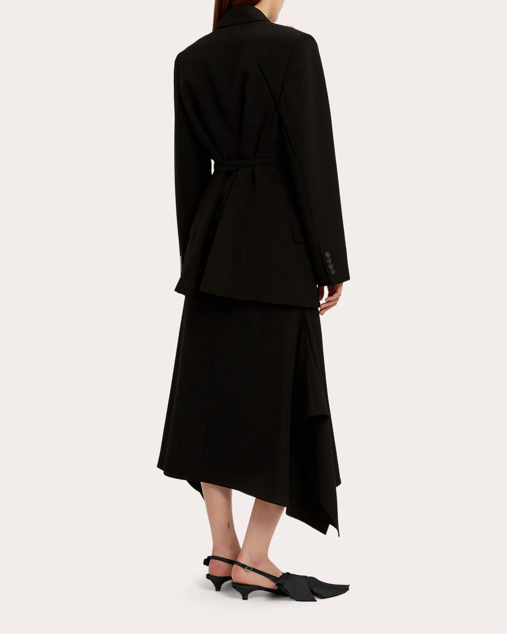 Belted Floral-Appliquéd Double-Breasted Wool Blazer