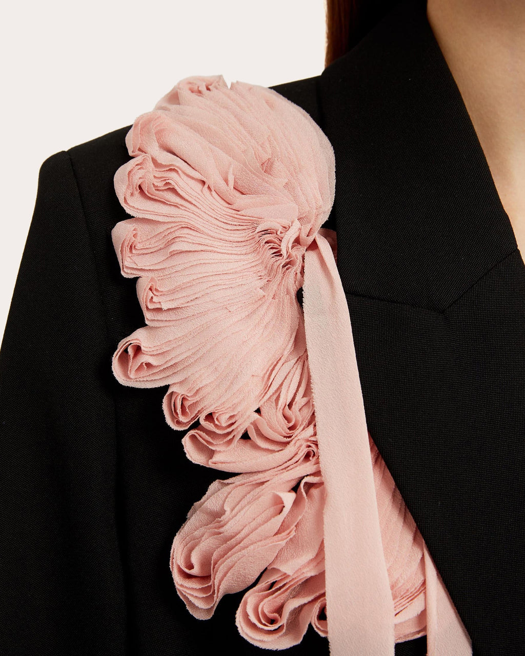 Belted Floral-Appliquéd Double-Breasted Wool Blazer