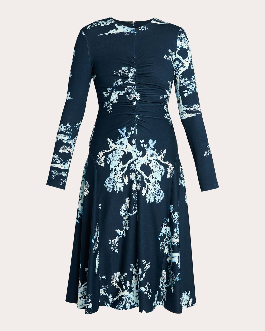 Floral-Print Gathered Jersey Midi Dress