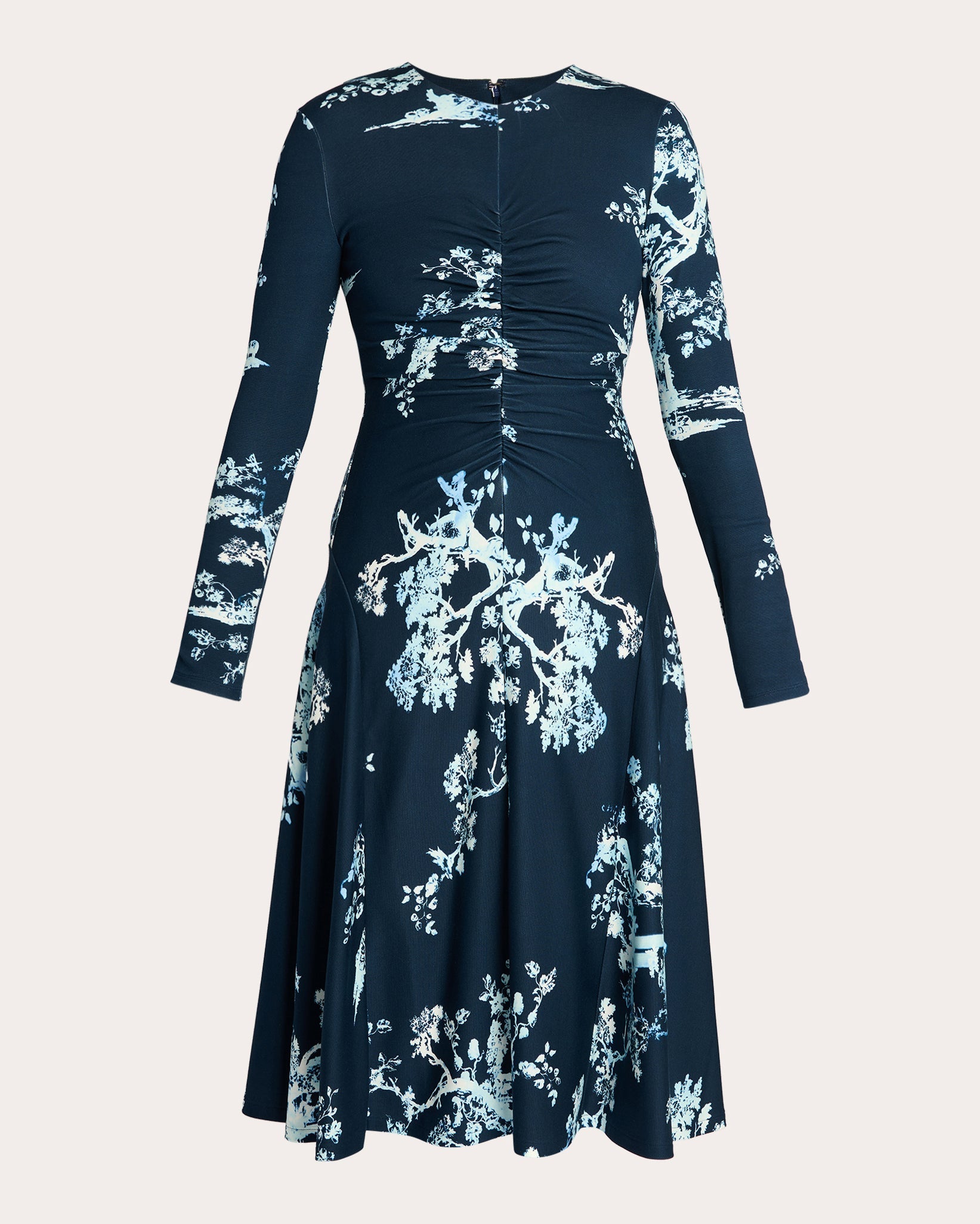 Floral-Print Gathered Jersey Midi Dress