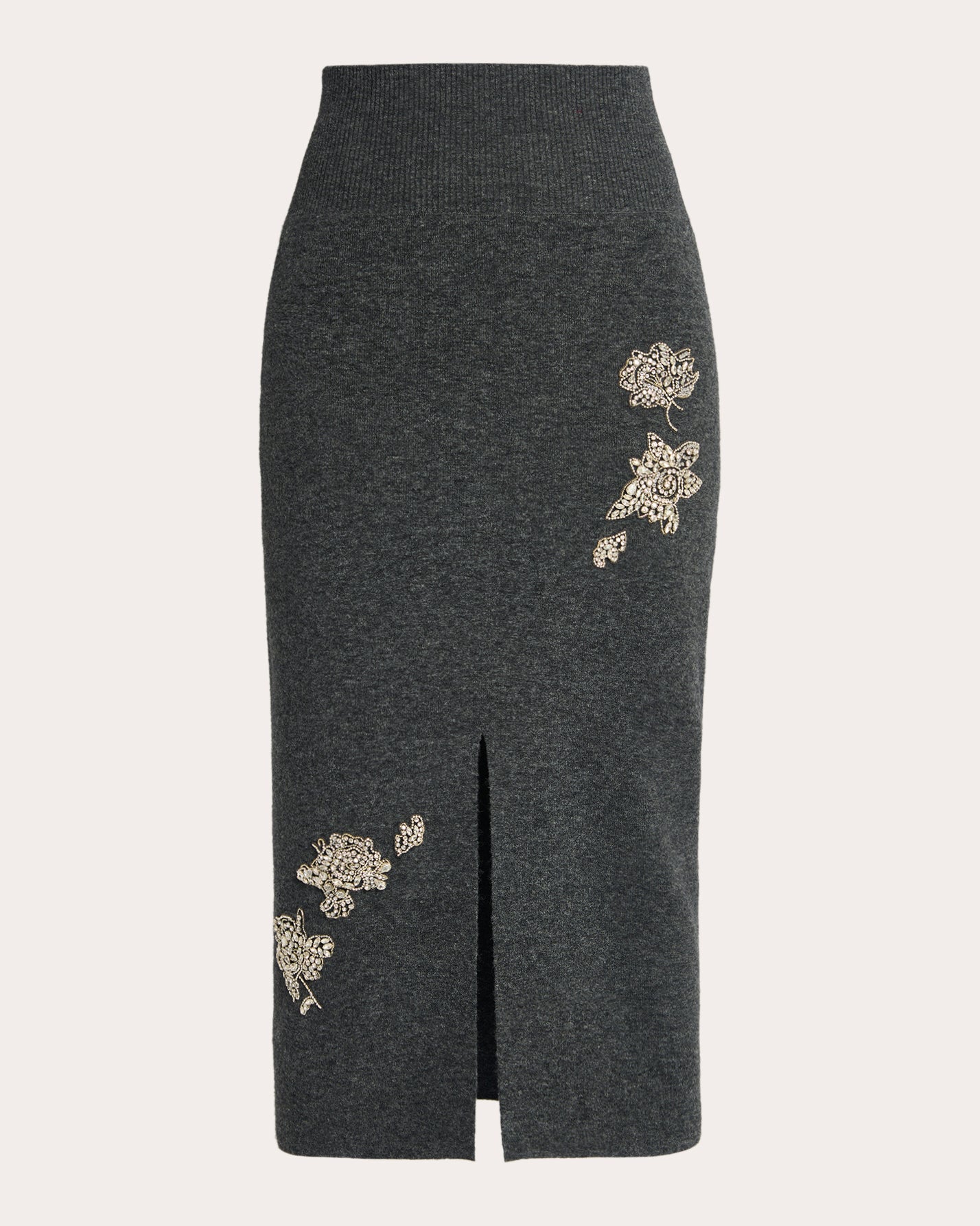 Crystal-Embellished Wool-Blend Midi Skirt