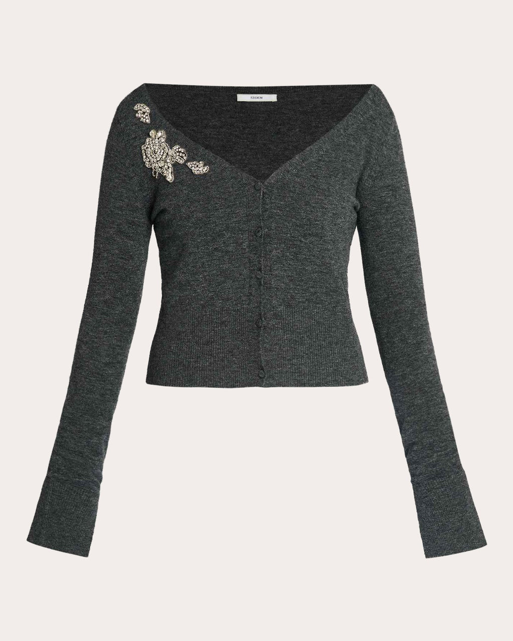 Cropped Crystal-Embellised Wool-Blend Cardigan