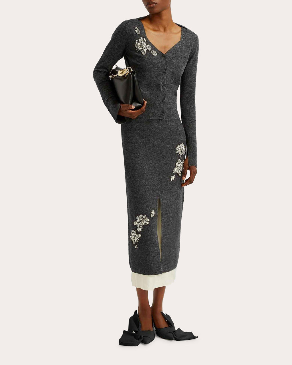 Cropped Crystal-Embellised Wool-Blend Cardigan