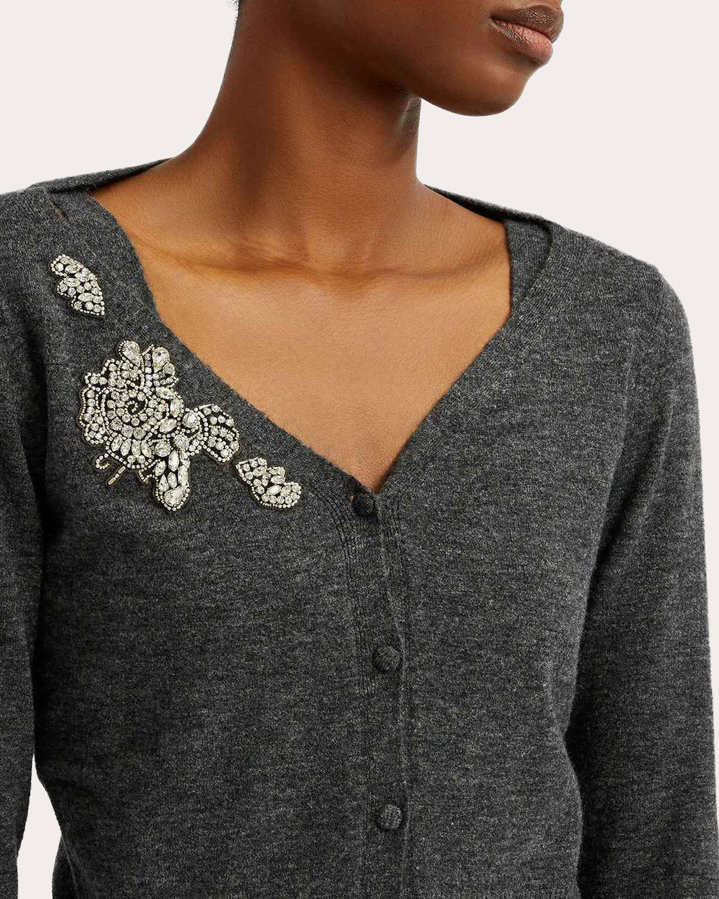 Cropped Crystal-Embellised Wool-Blend Cardigan