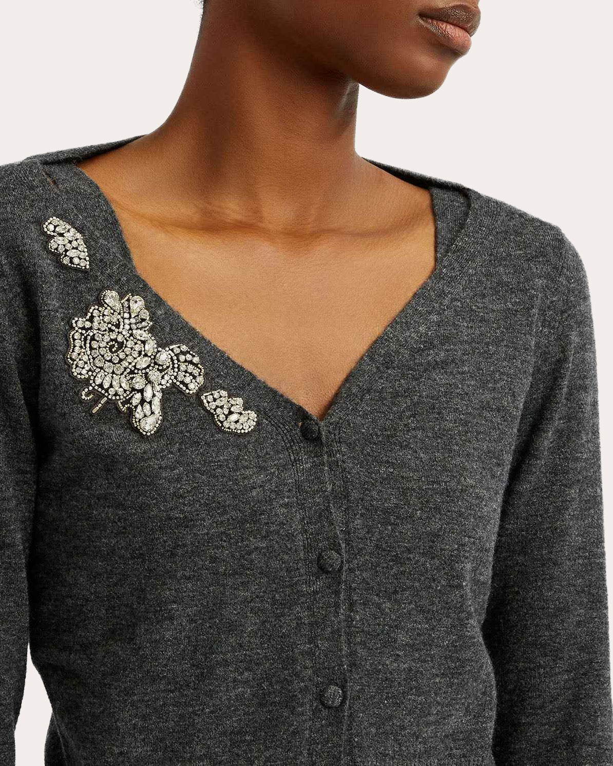 Cropped Crystal-Embellised Wool-Blend Cardigan