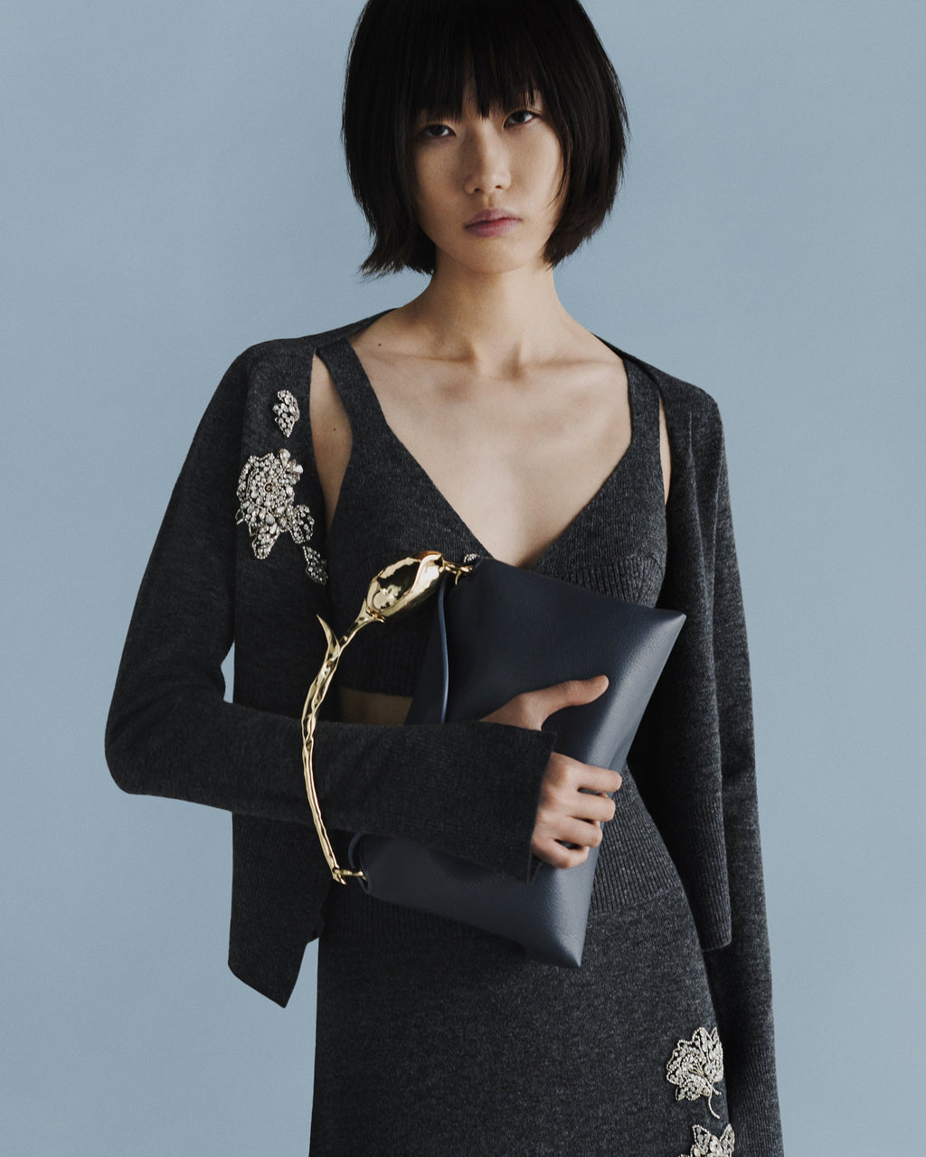Cropped Crystal-Embellised Wool-Blend Cardigan