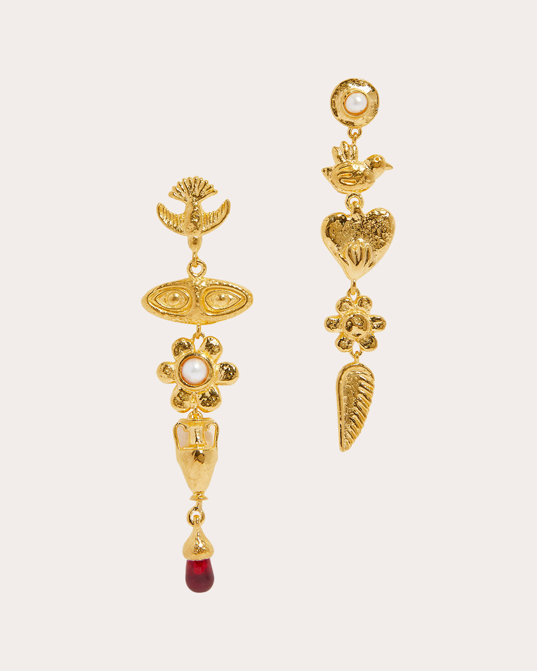 Clara Gold-Tone Glass and Pearl Earrings
