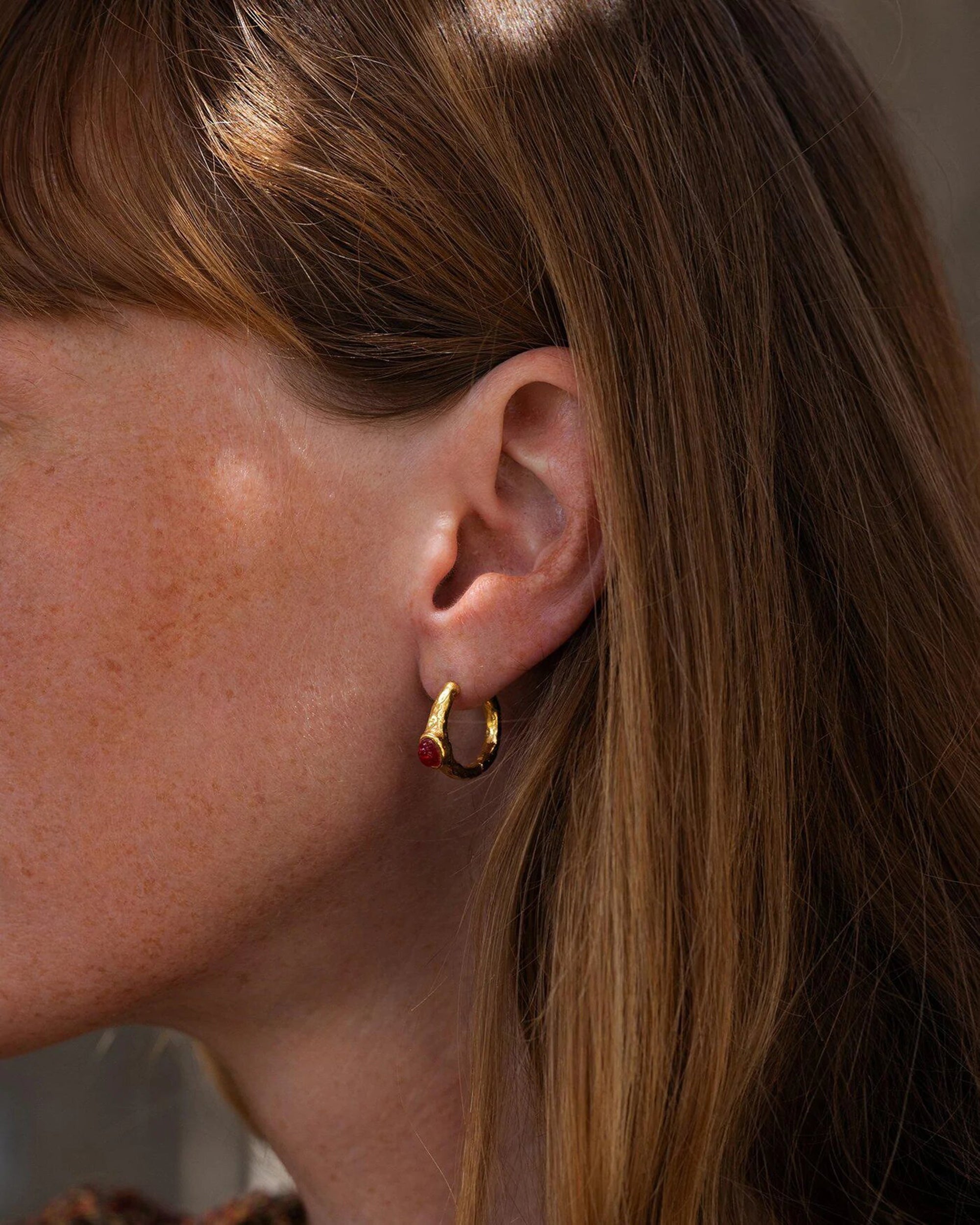 Vivianna Gold-Tone and Glass Hoop Earrings