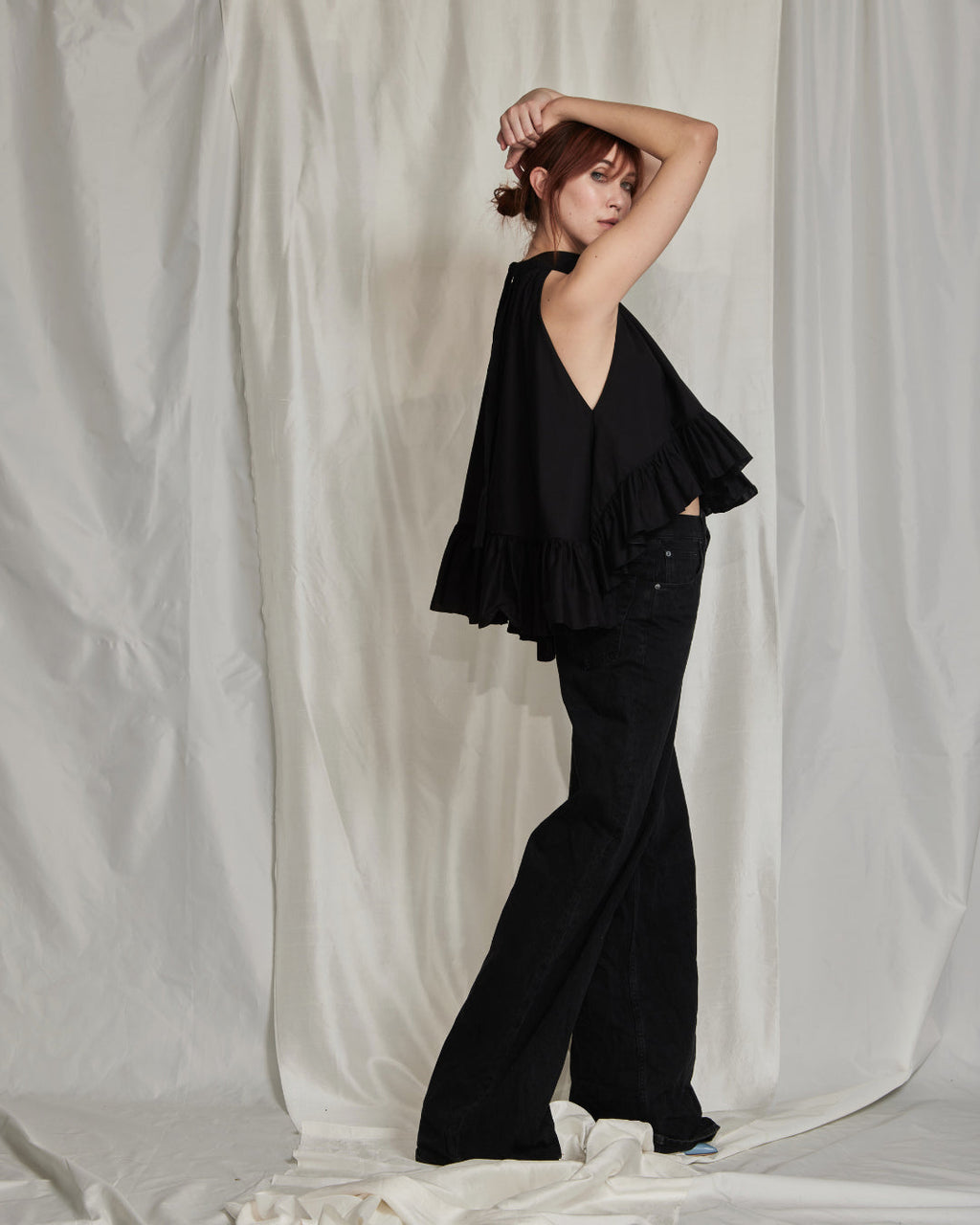 Plath Asymmetric Ruffled Cotton-Poplin Top