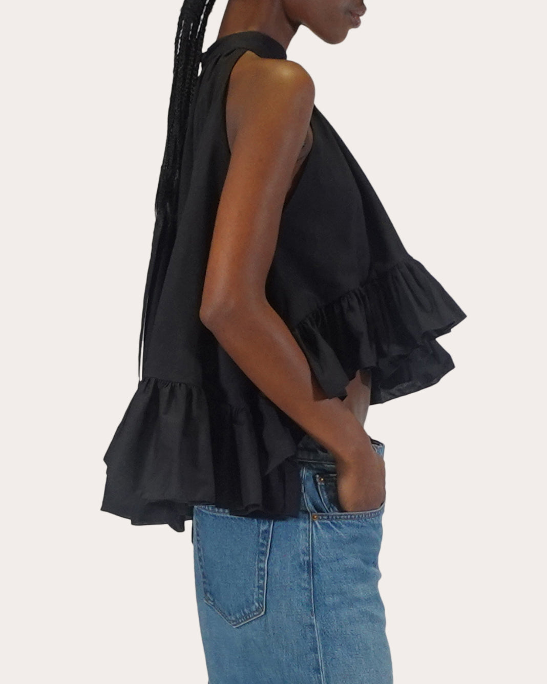 Plath Asymmetric Ruffled Cotton-Poplin Top