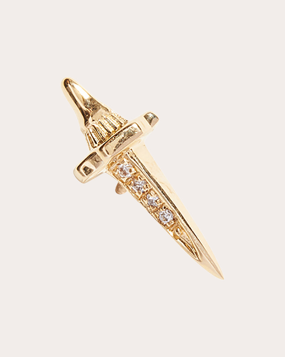 Dagger 14K Gold Diamond Single Earring