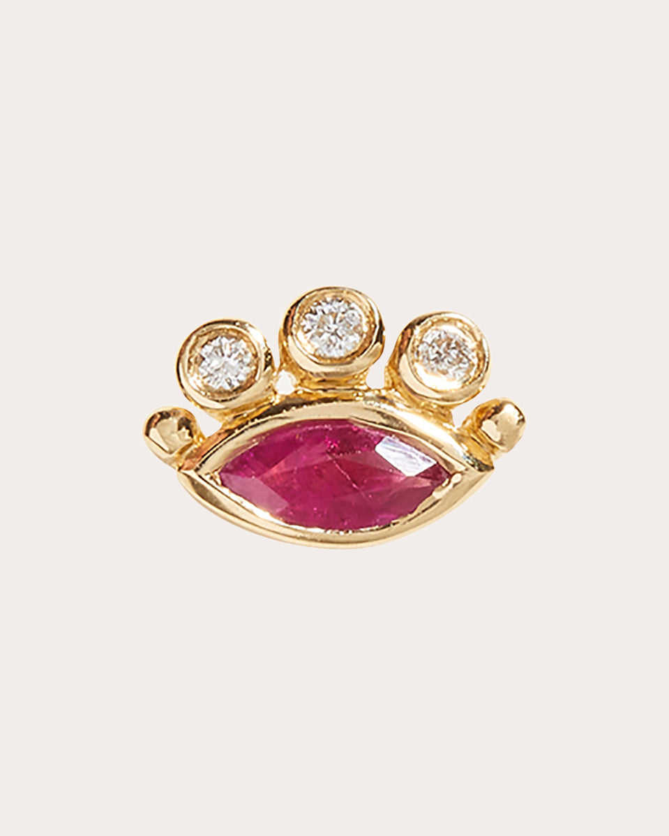 Celestial Eye 14K Gold Ruby and Diamond Single Earring