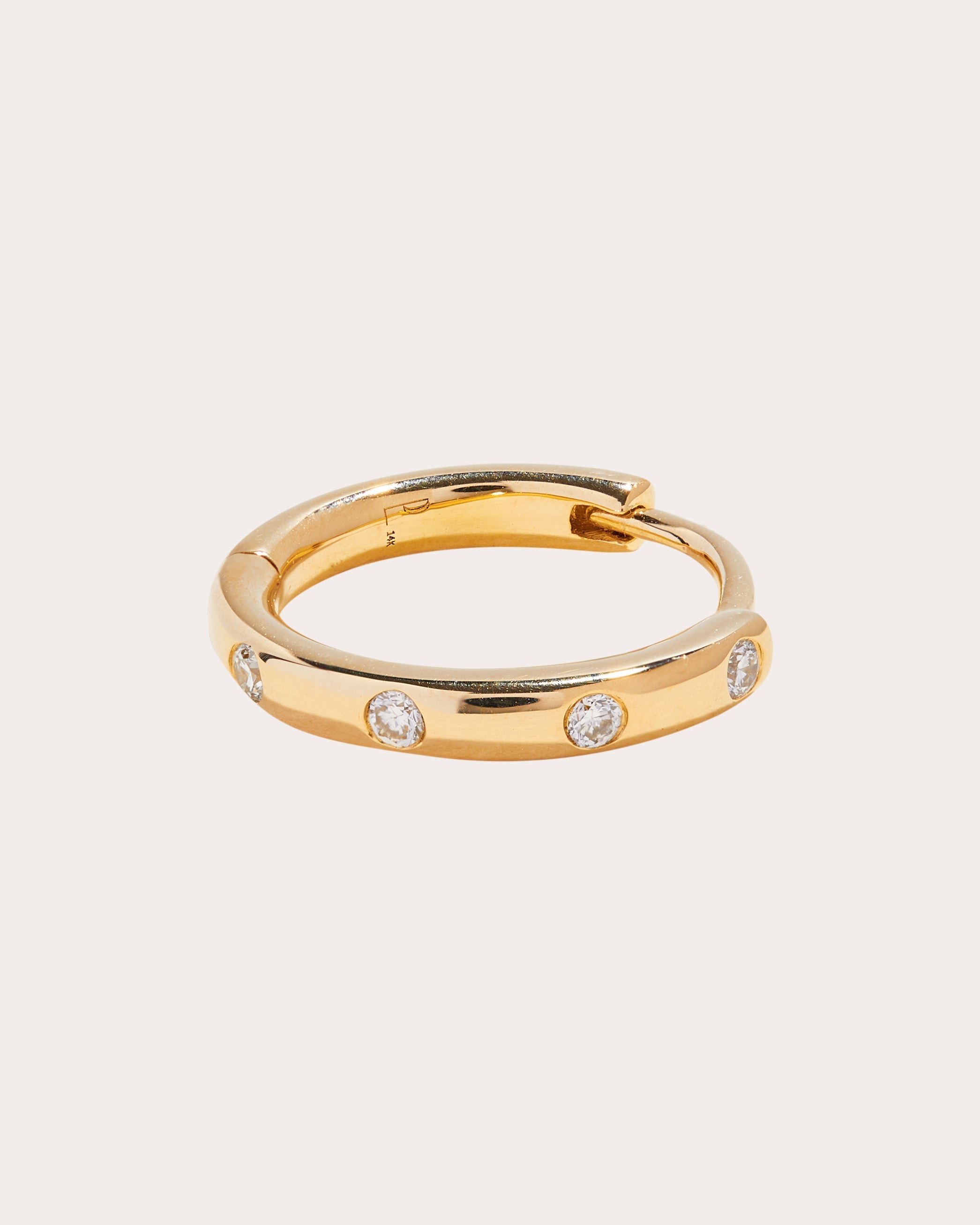 14K Gold Diamond Single Hoop Earring