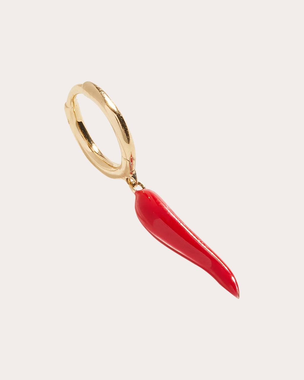 Red Italian Horn Huggie Earring