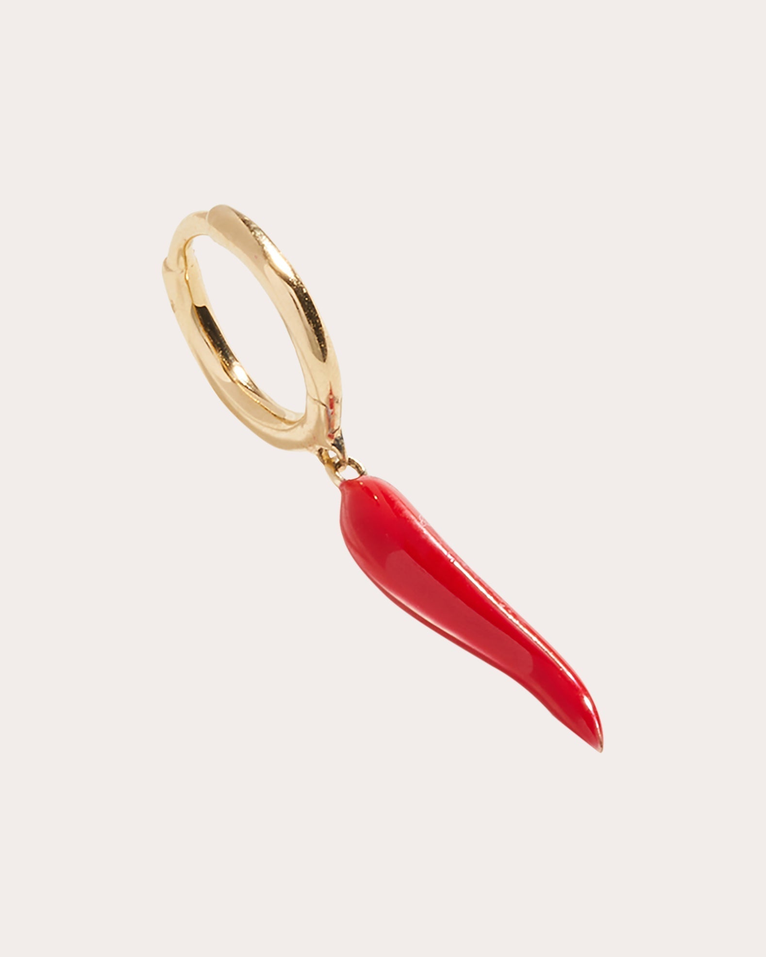 Red Italian Horn Huggie Earring