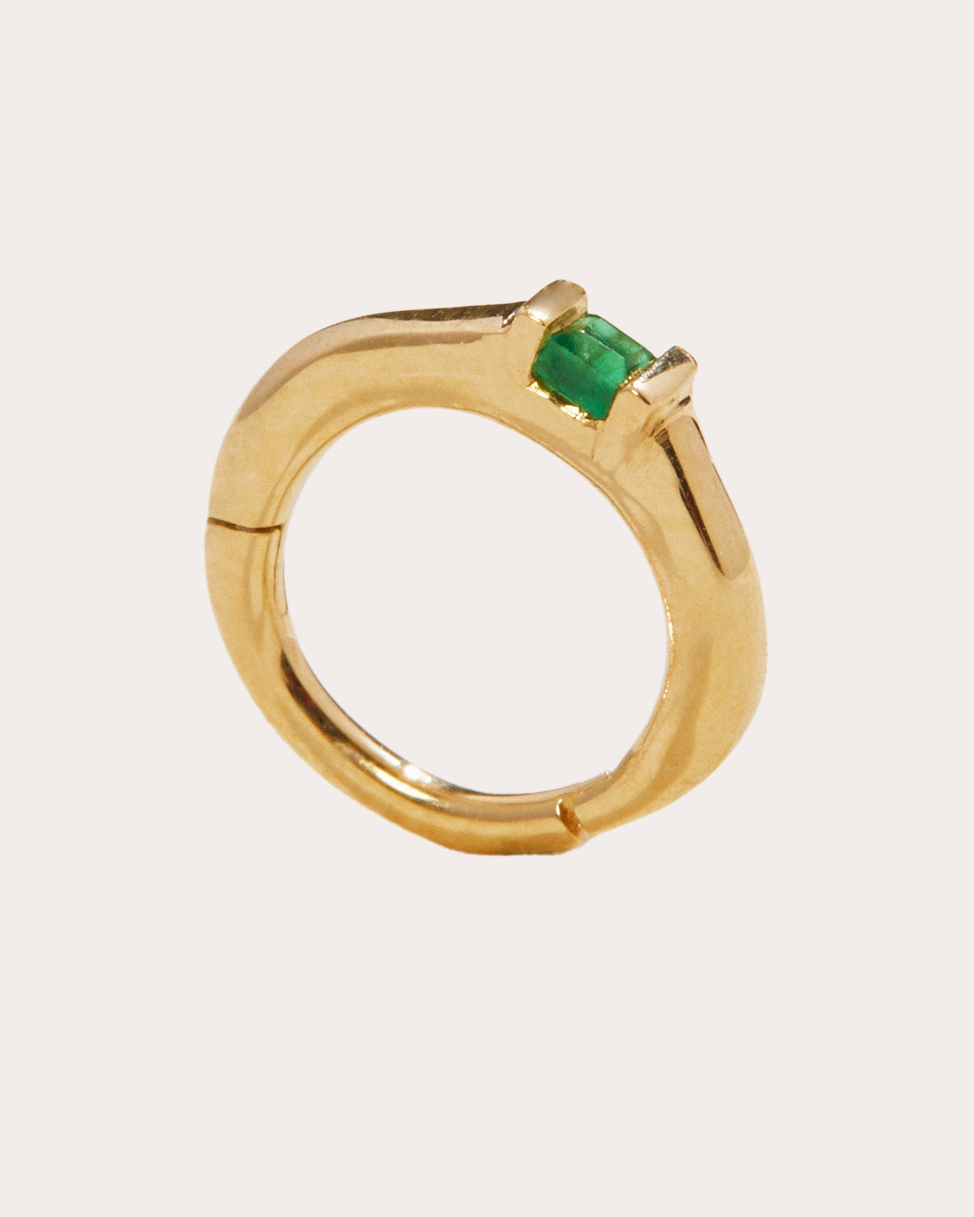 Emerald Floating Stone Huggie