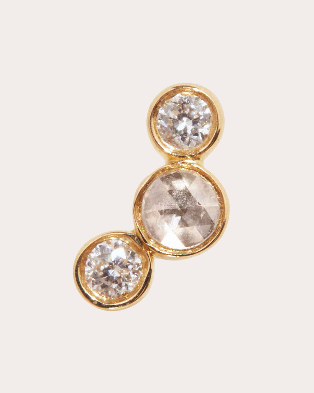 Crescent 14K Gold Diamond Single Stud Earring