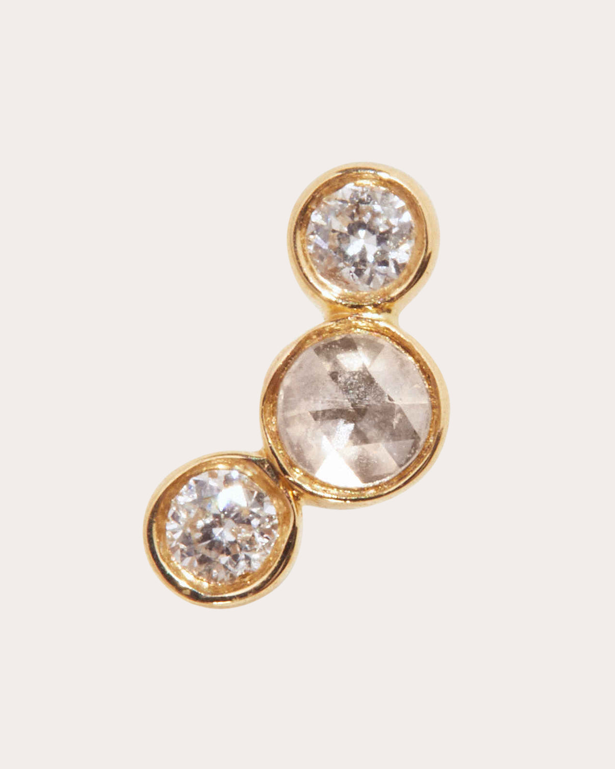 Crescent 14K Gold Diamond Single Stud Earring