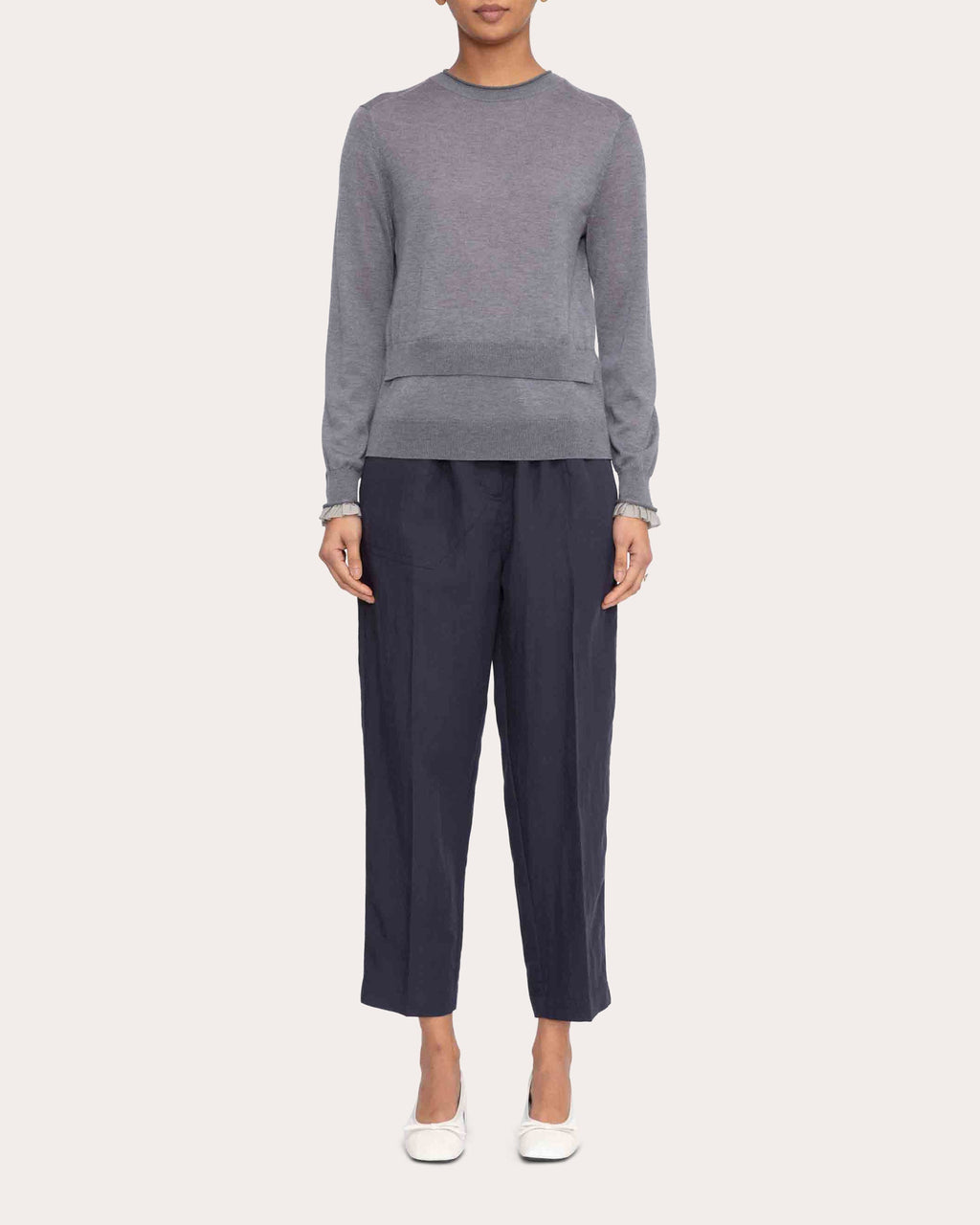 Layered Wool-Silk Blend Sweater