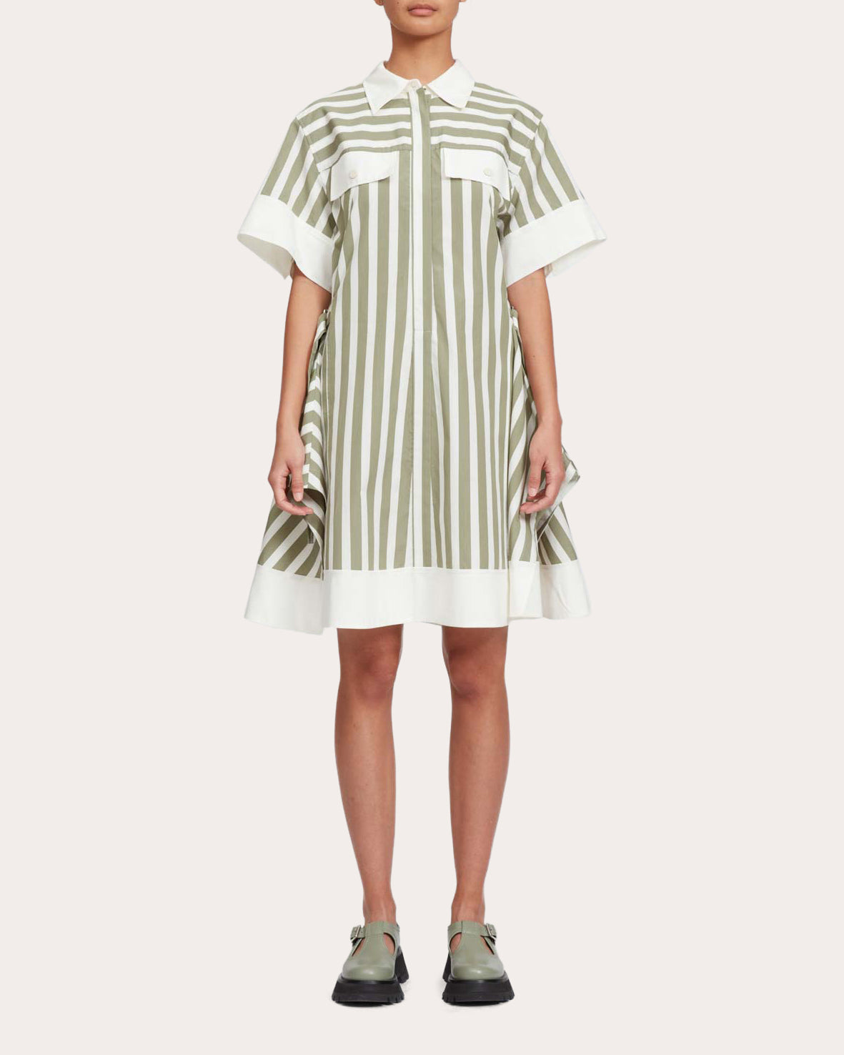 Striped Cotton-Silk Blend Shirt Dress