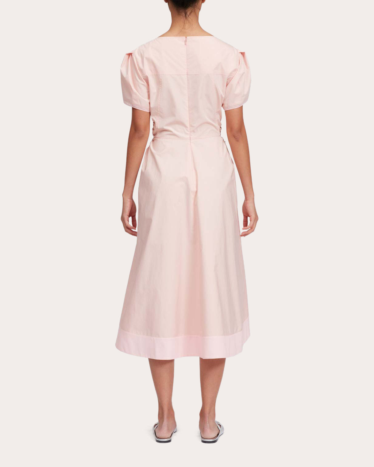 Techno Poplin V-Neck Midi Dress