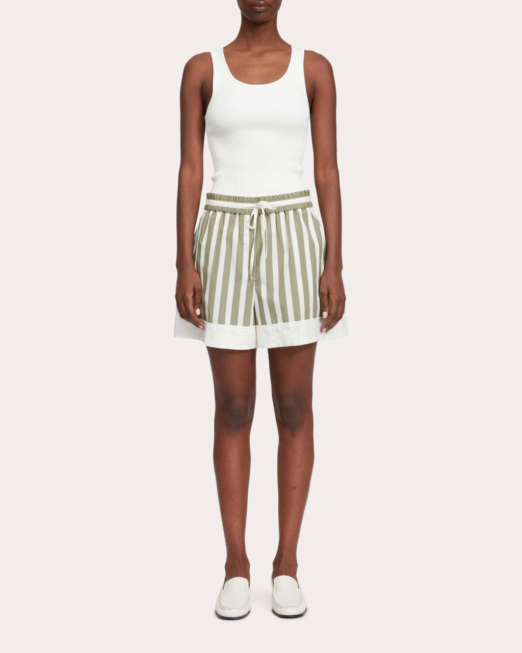 Striped Cotton-Silk Blend Shorts