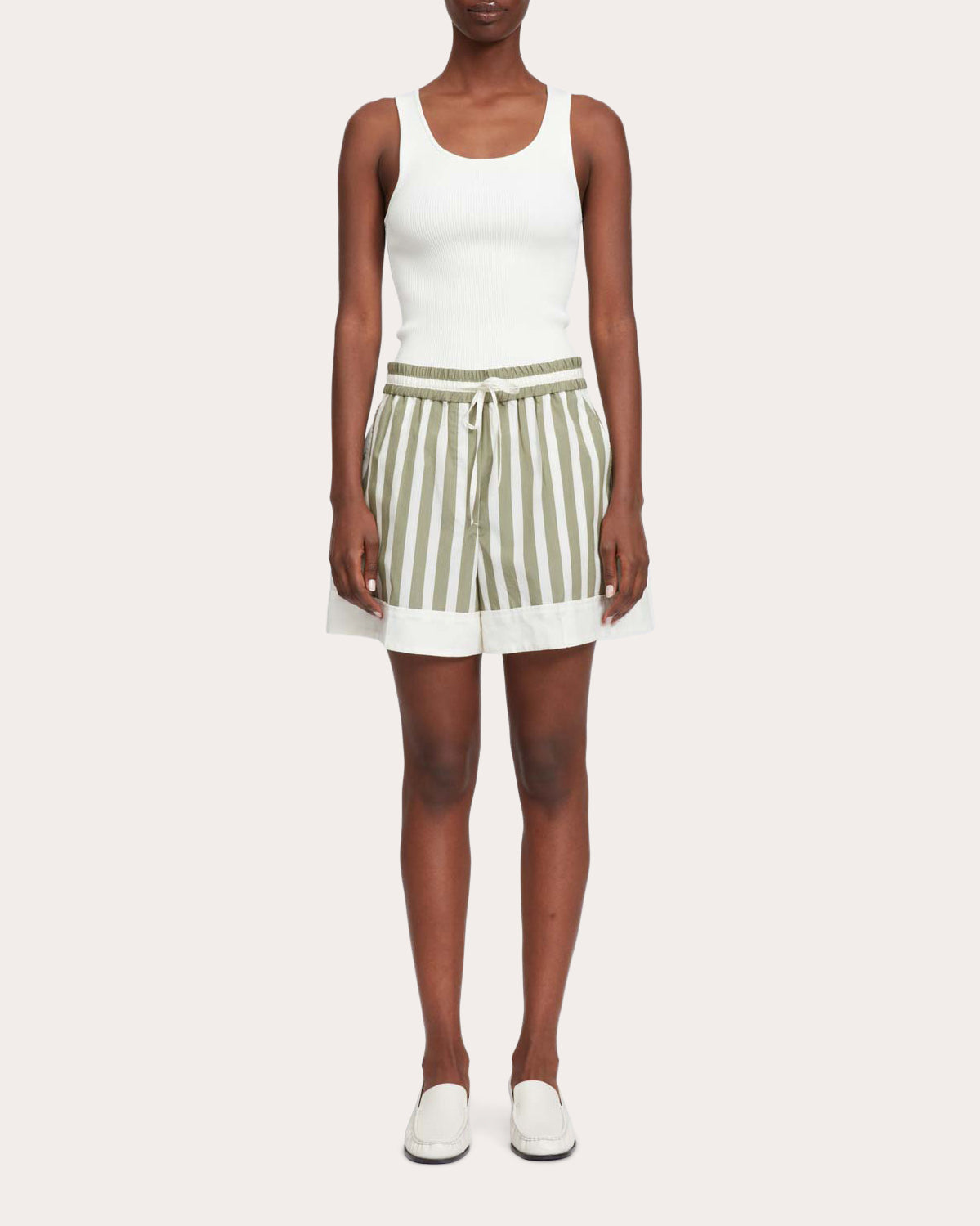 Striped Cotton-Silk Blend Shorts