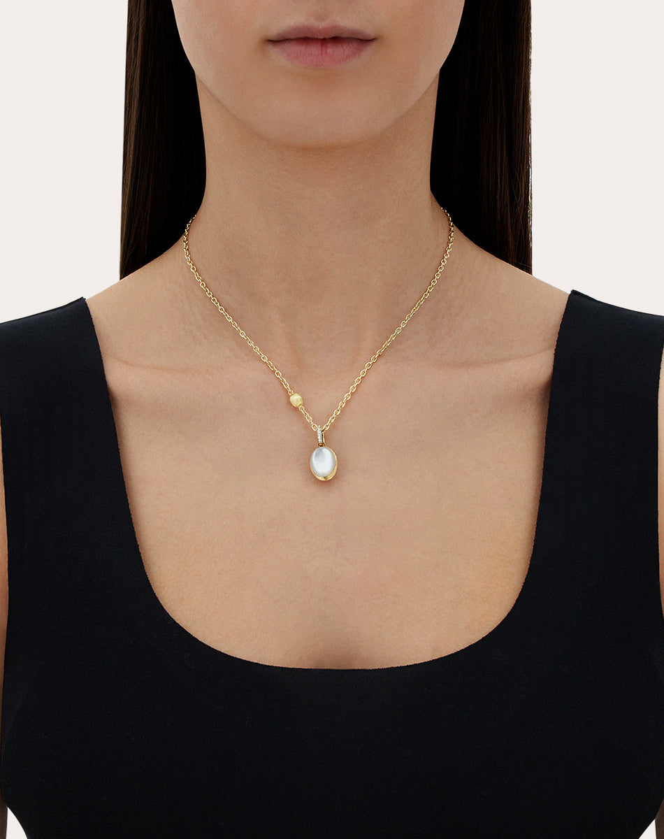 Medium Dolce Vita 18K Gold Mother of Pearl Rock Crystal and Diamond Pendant