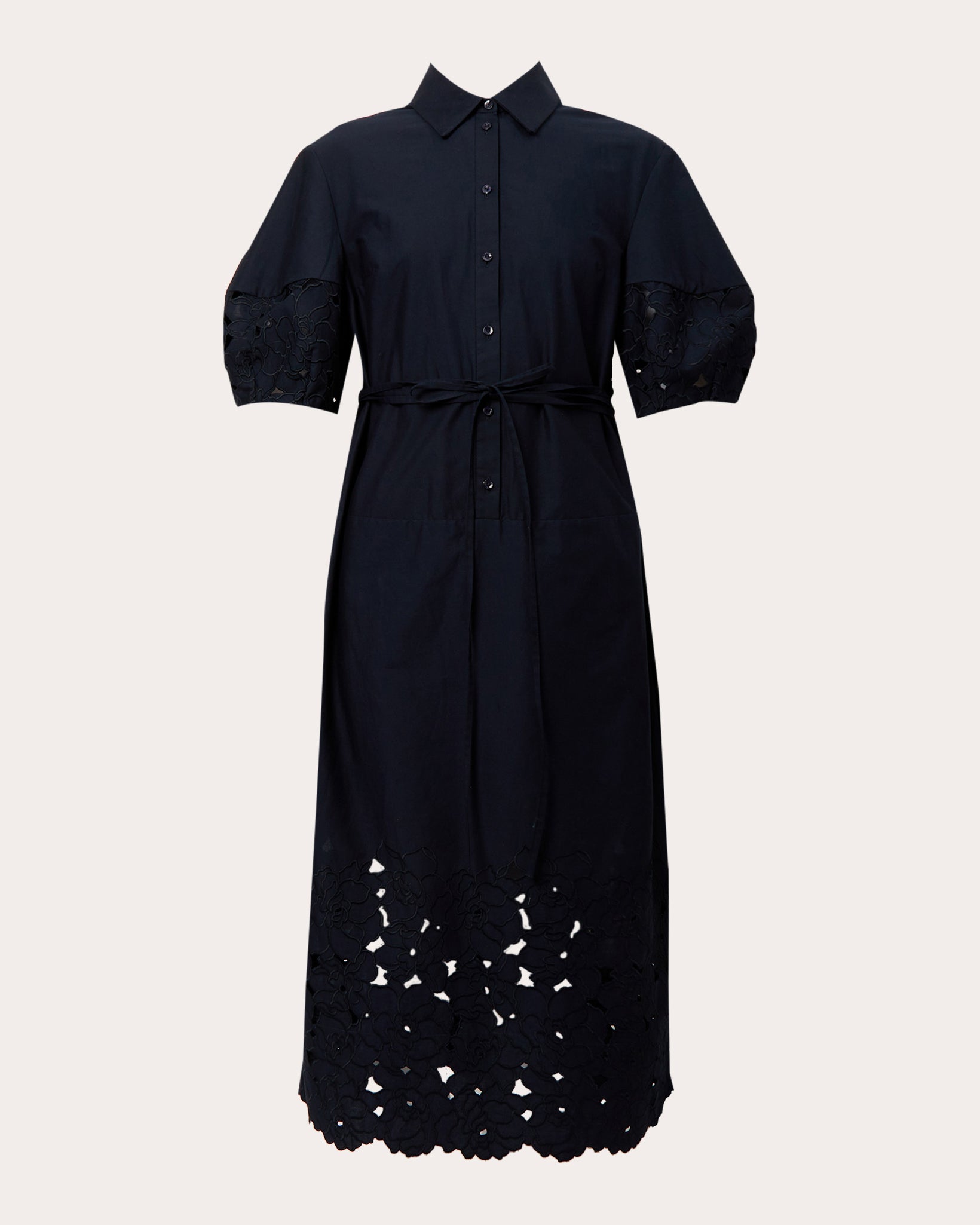 Floral-Embroidered Stretch-Cotton Midi Dress