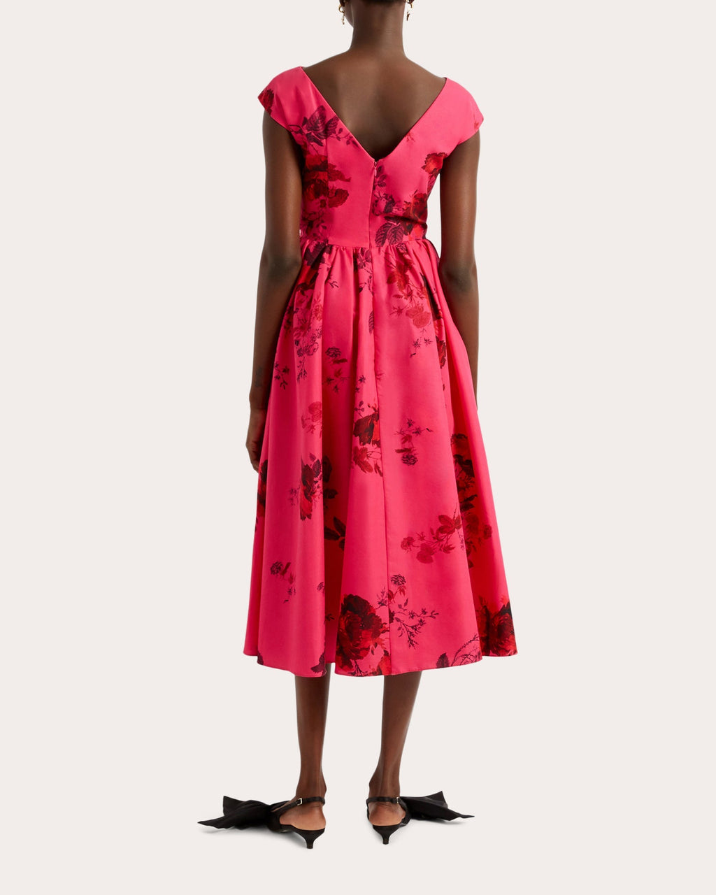 Pleated Floral-Print Cotton-Poplin Midi Dress