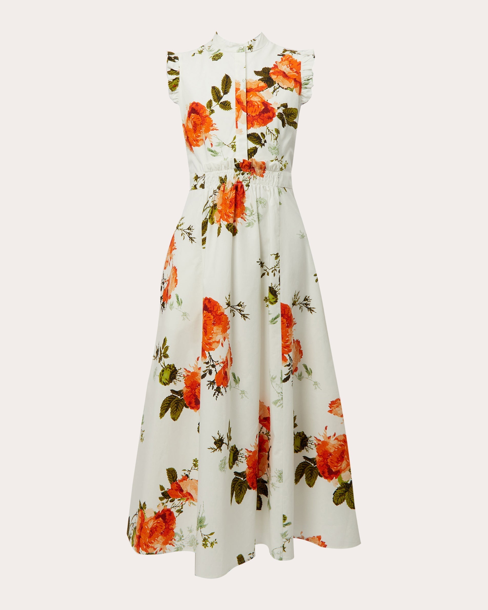 Floral-Print Cotton-Poplin Midi Dress