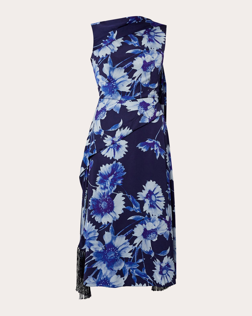 Draped Floral-Print Crepe Jersey Midi Dress